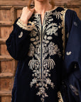 3 Piece Embroidered Velvet Suit