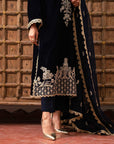 3 Piece Embroidered Velvet Suit Unstitched Winter-24