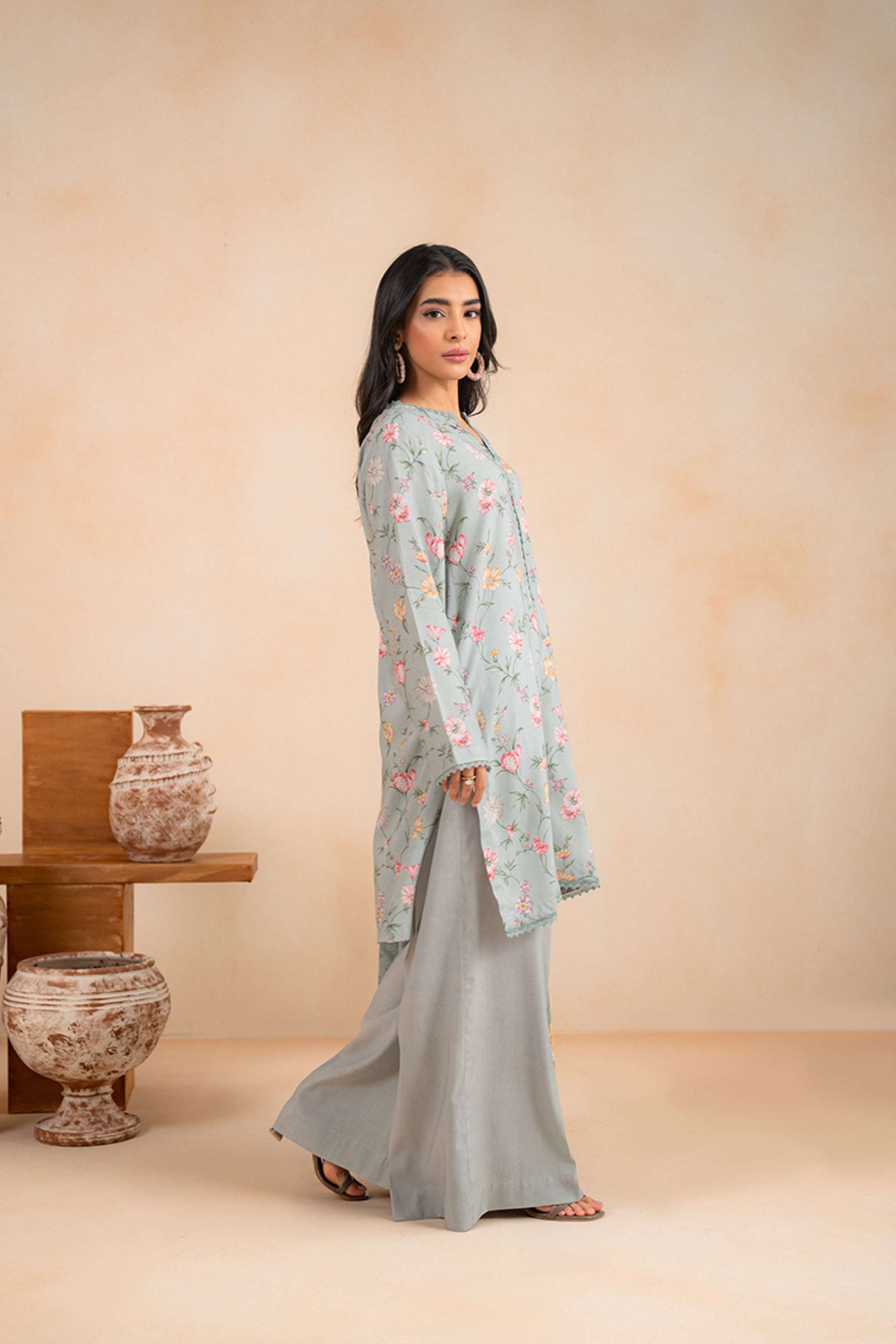 2 Piece Printed Linen Suit Unstitched Winter-24