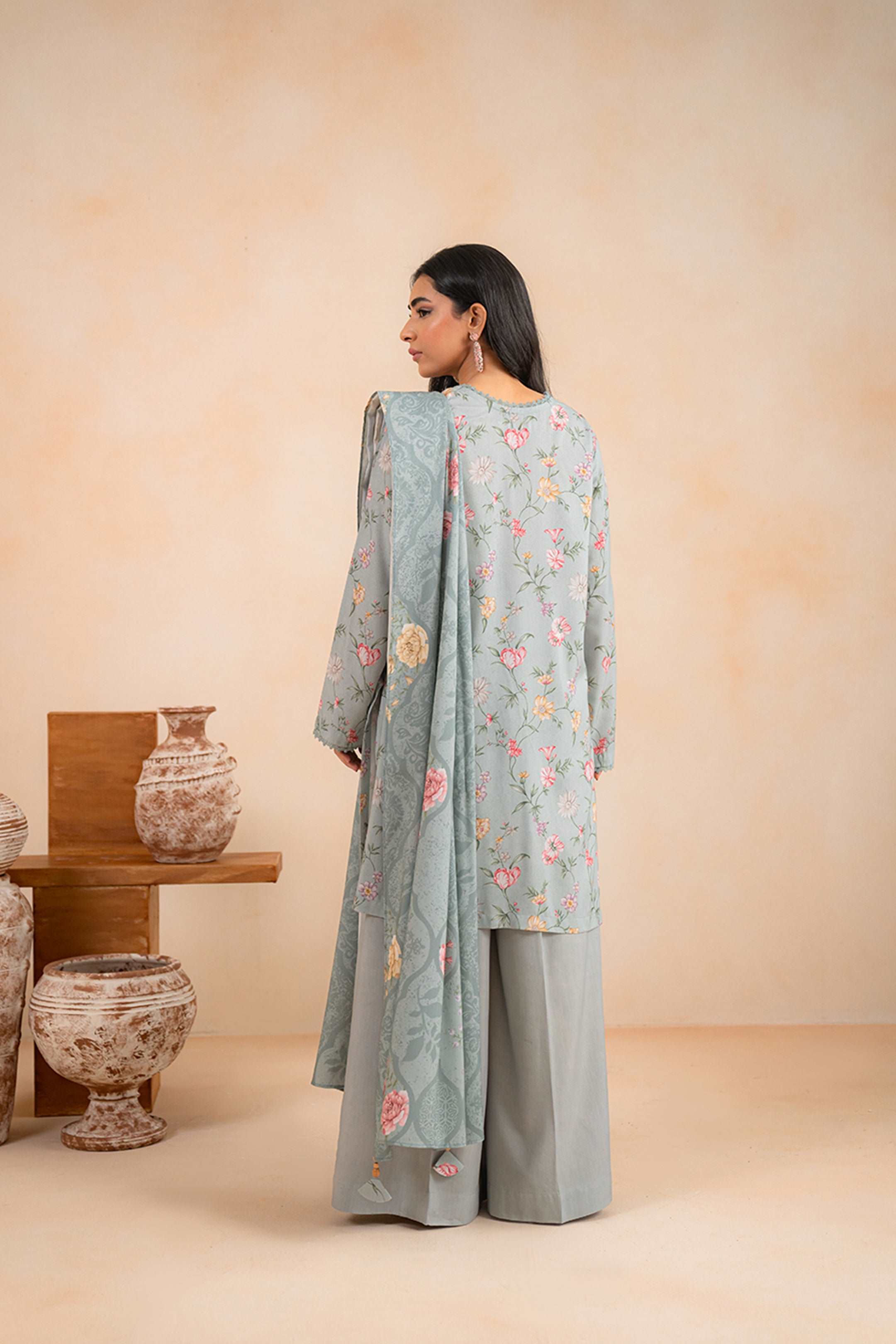 2 Piece Printed Linen Suit Unstitched Winter-24