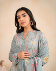 2 Piece Printed Linen Suit Unstitched Winter-24