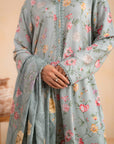 2 Piece Printed Linen Suit Unstitched Winter-24