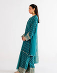 3 Piece Embroidered Raw Silk Suit