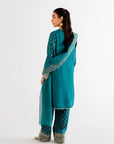 3 Piece Embroidered Raw Silk Suit