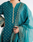 3 Piece Embroidered Raw Silk Suit