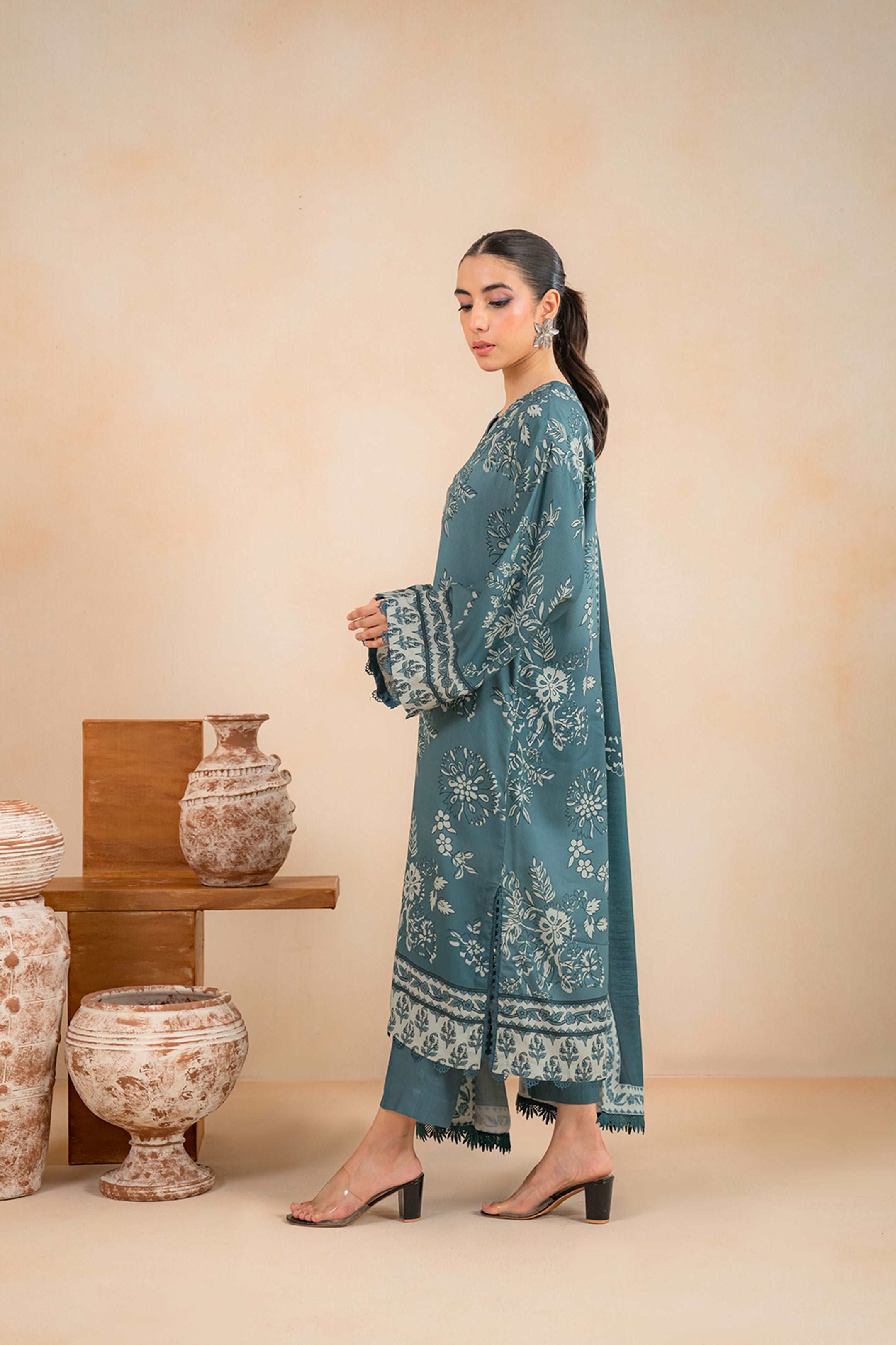 2 Piece Printed Linen Suit Unstitched Winter-24