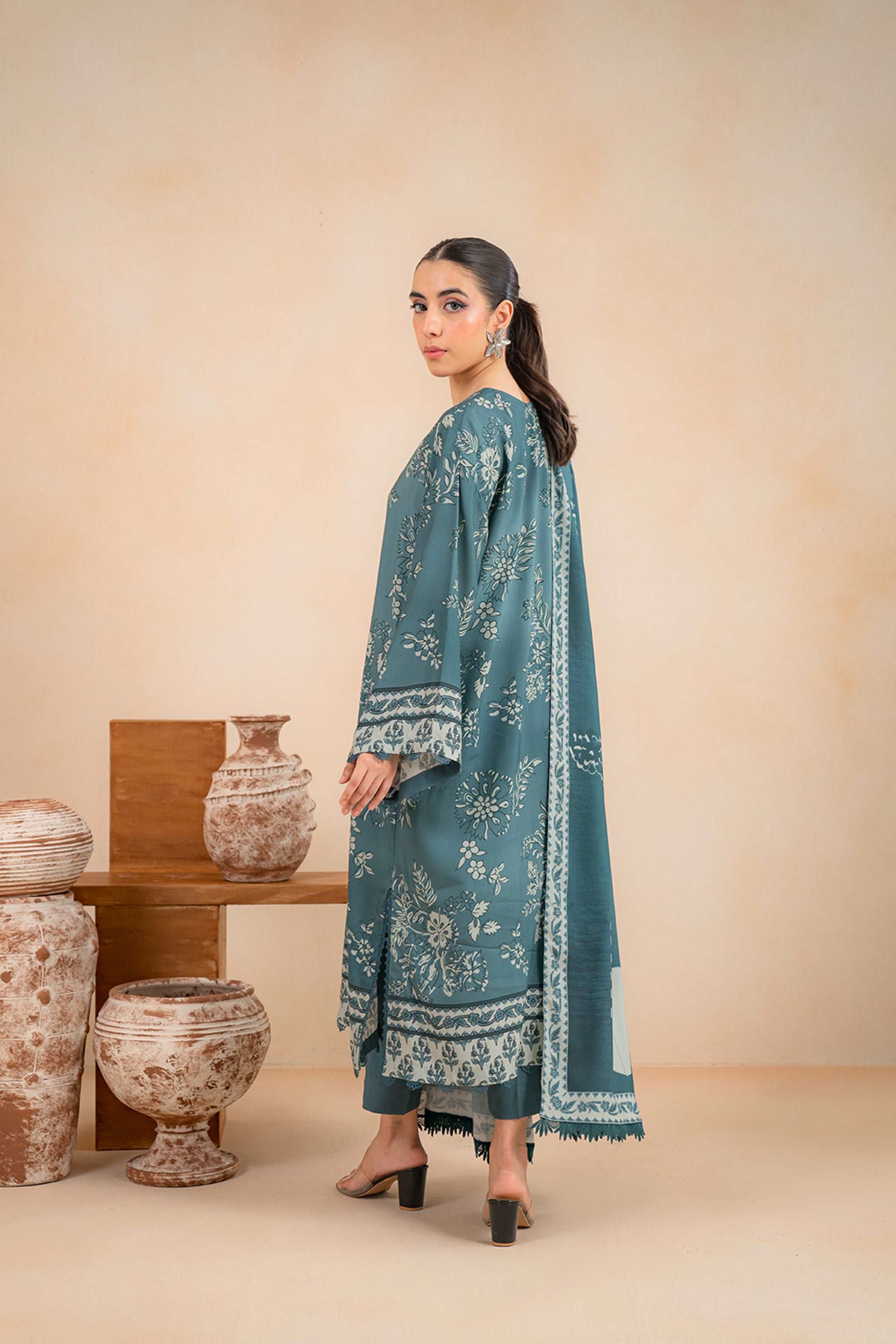 2 Piece Printed Linen Suit Unstitched Winter-24