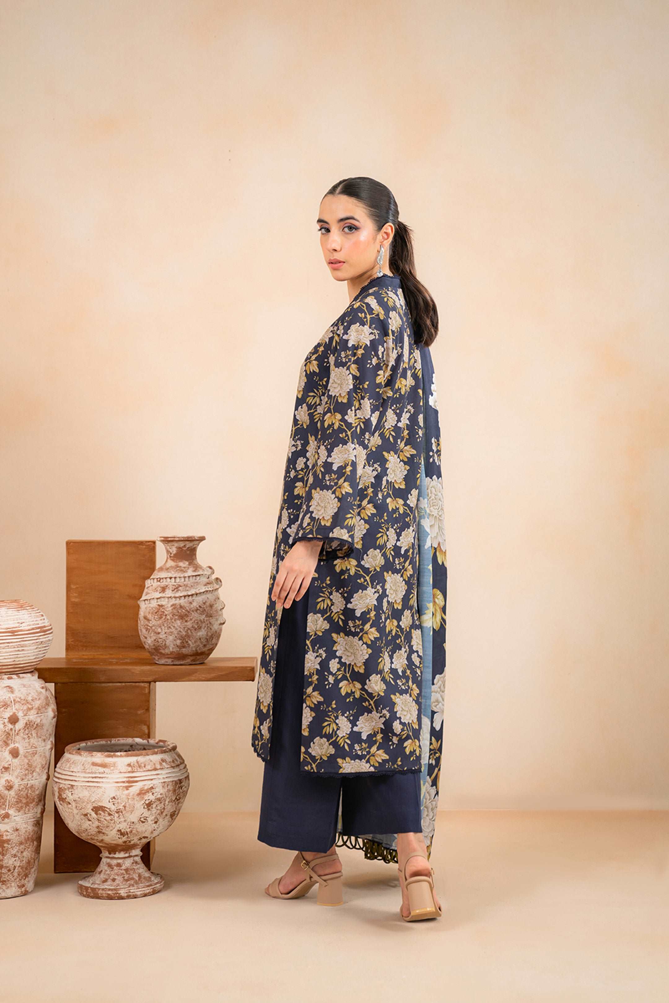 3 Piece Printed Khaddar Suit Unstitched Winter-24