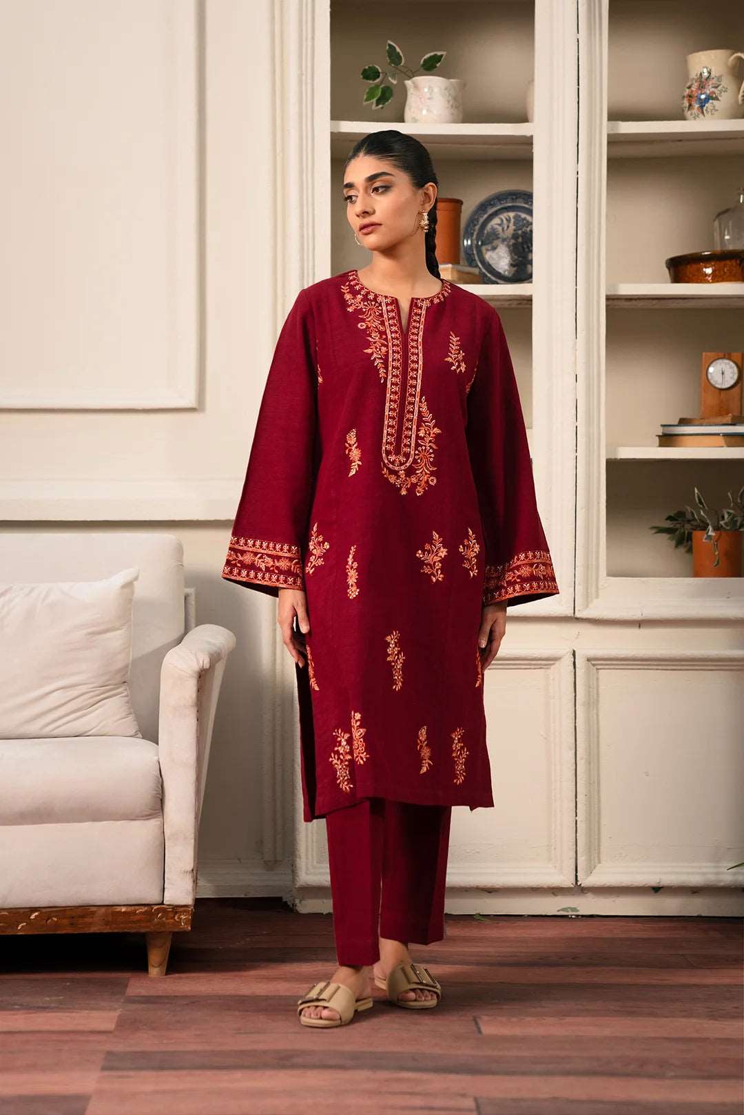 2 Piece Embroidered Khaddar Suit