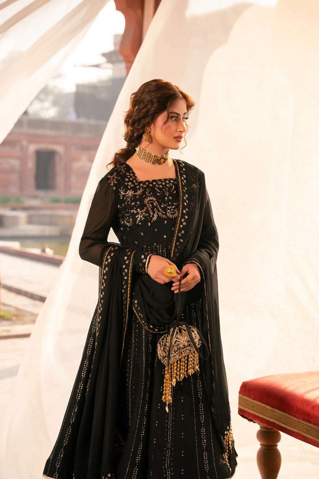 3 Piece Embroidered Chiffon Suit