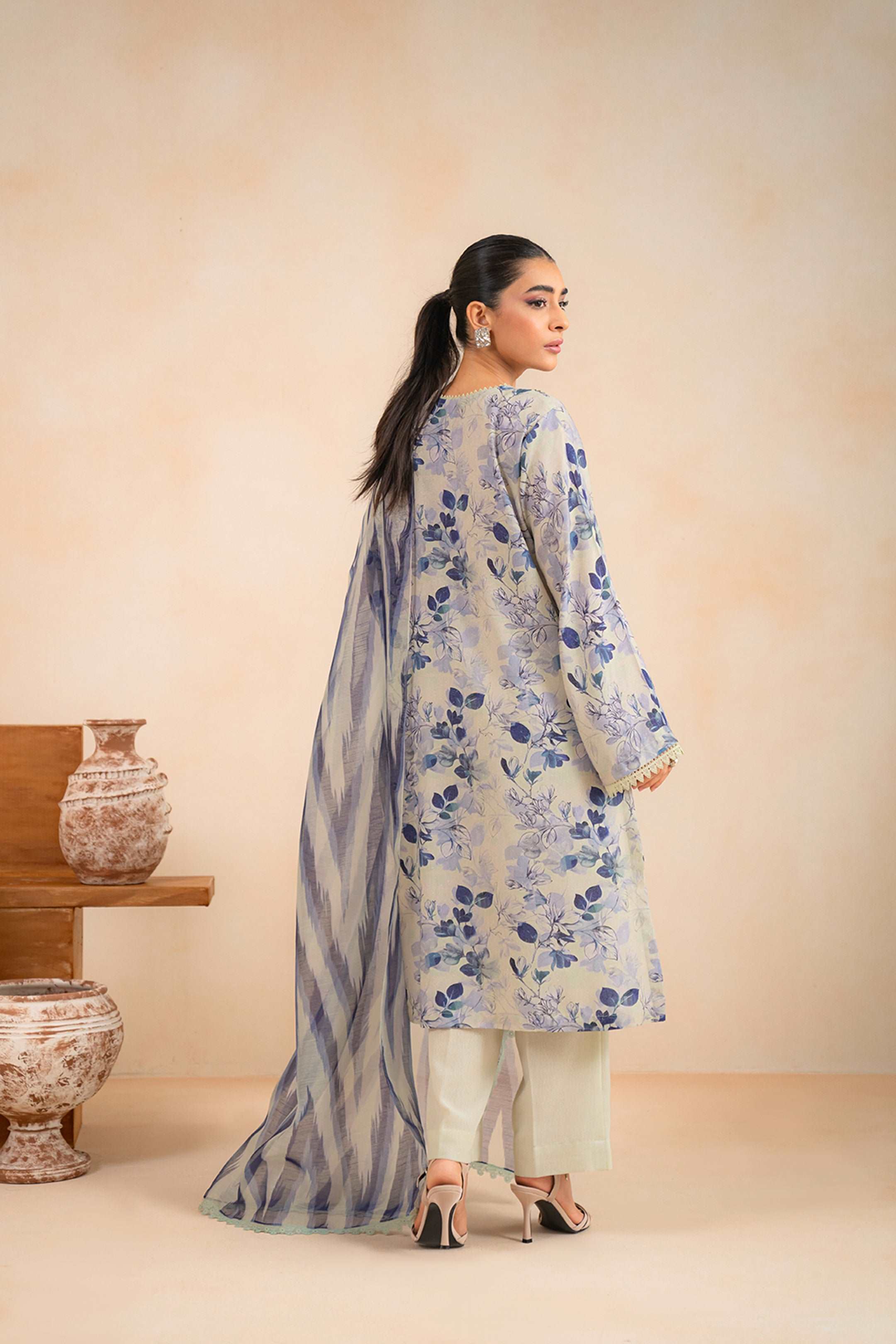 3 Piece Printed Karandi Suit Unstitched Winter-24