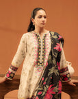 3 Piece Printed Karandi Suit Unstitched Winter-24