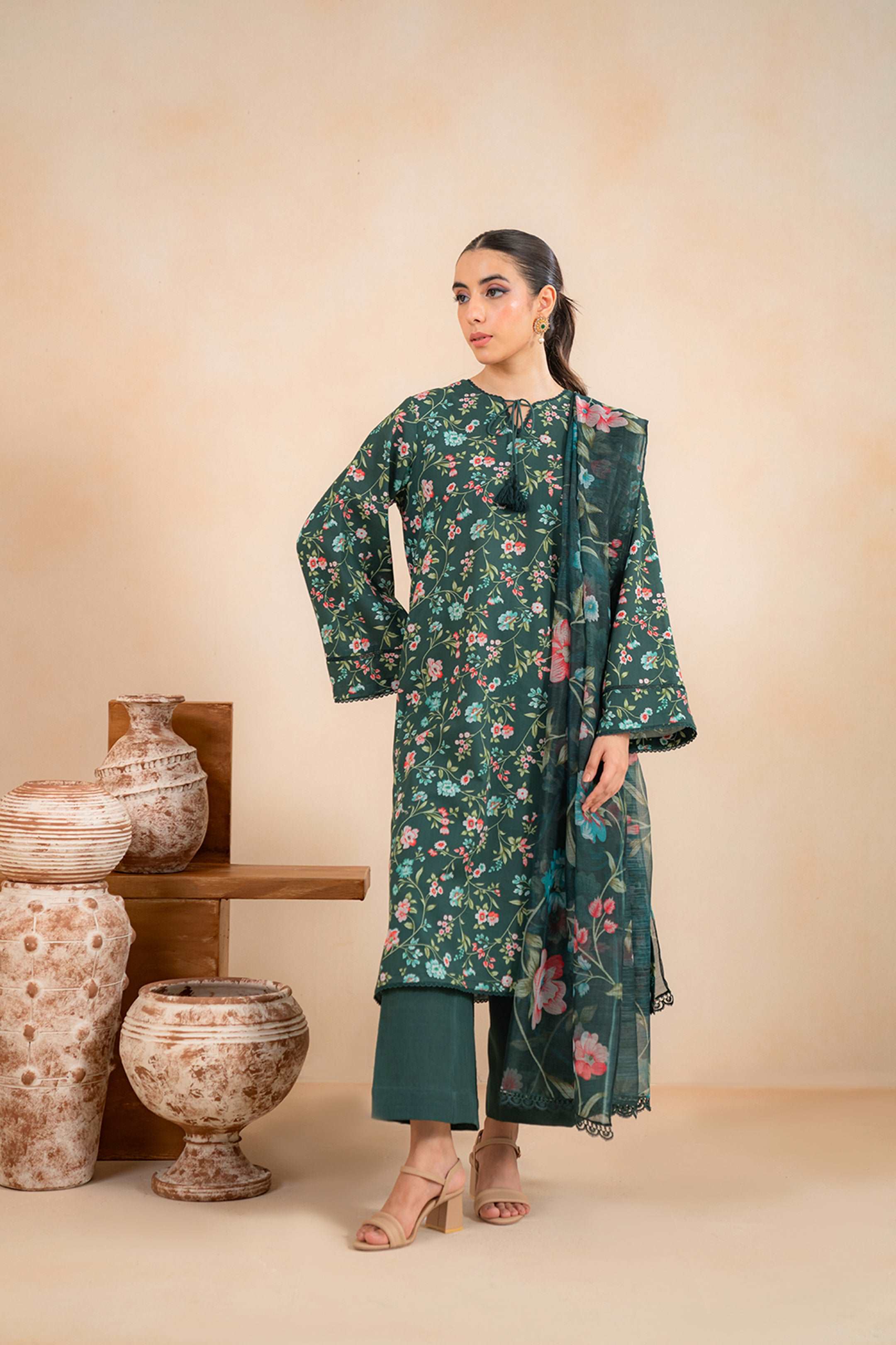 2 Piece Printed Khaddar Suit Unstitched Winter-24