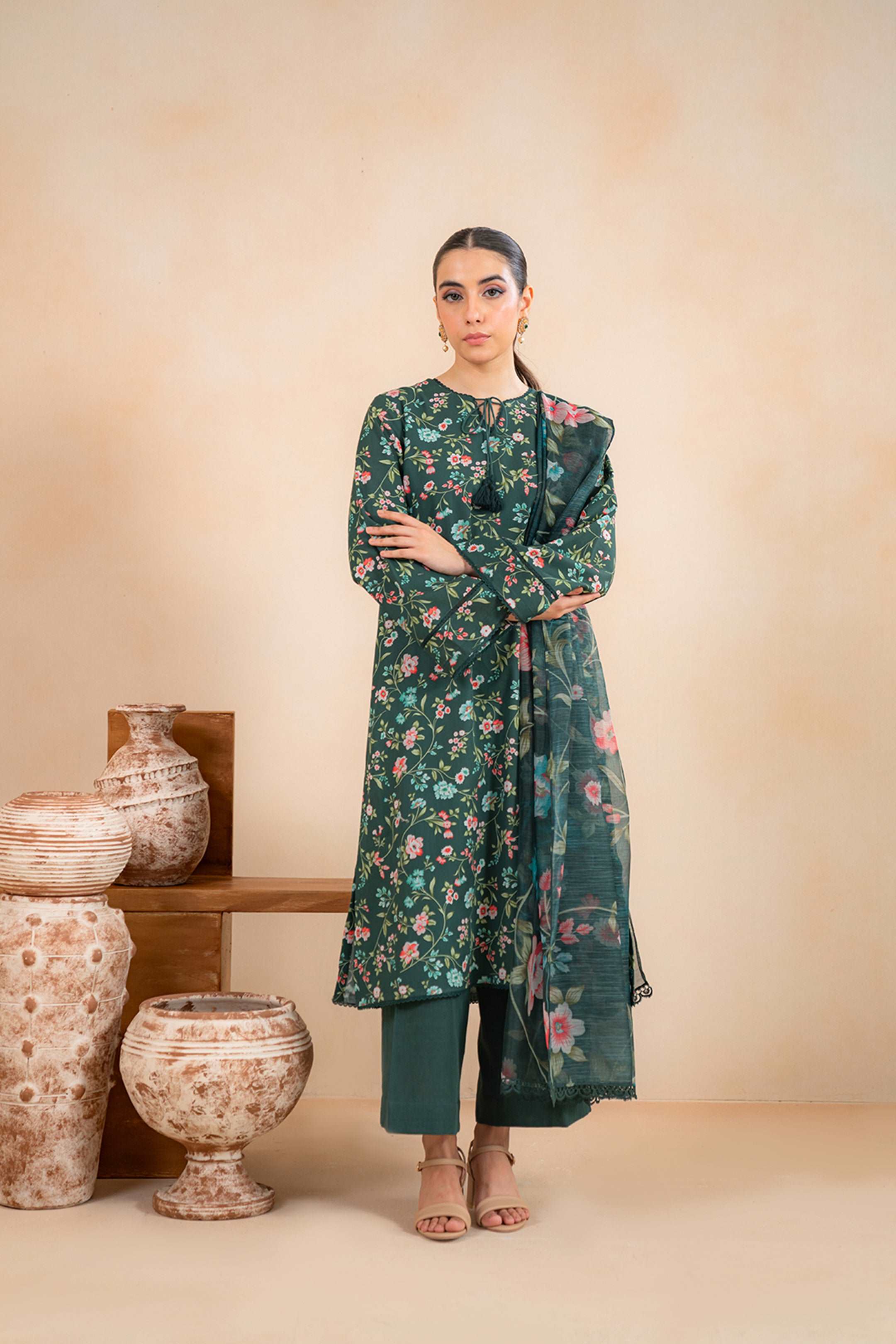 2 Piece Printed Khaddar Suit Unstitched Winter-24