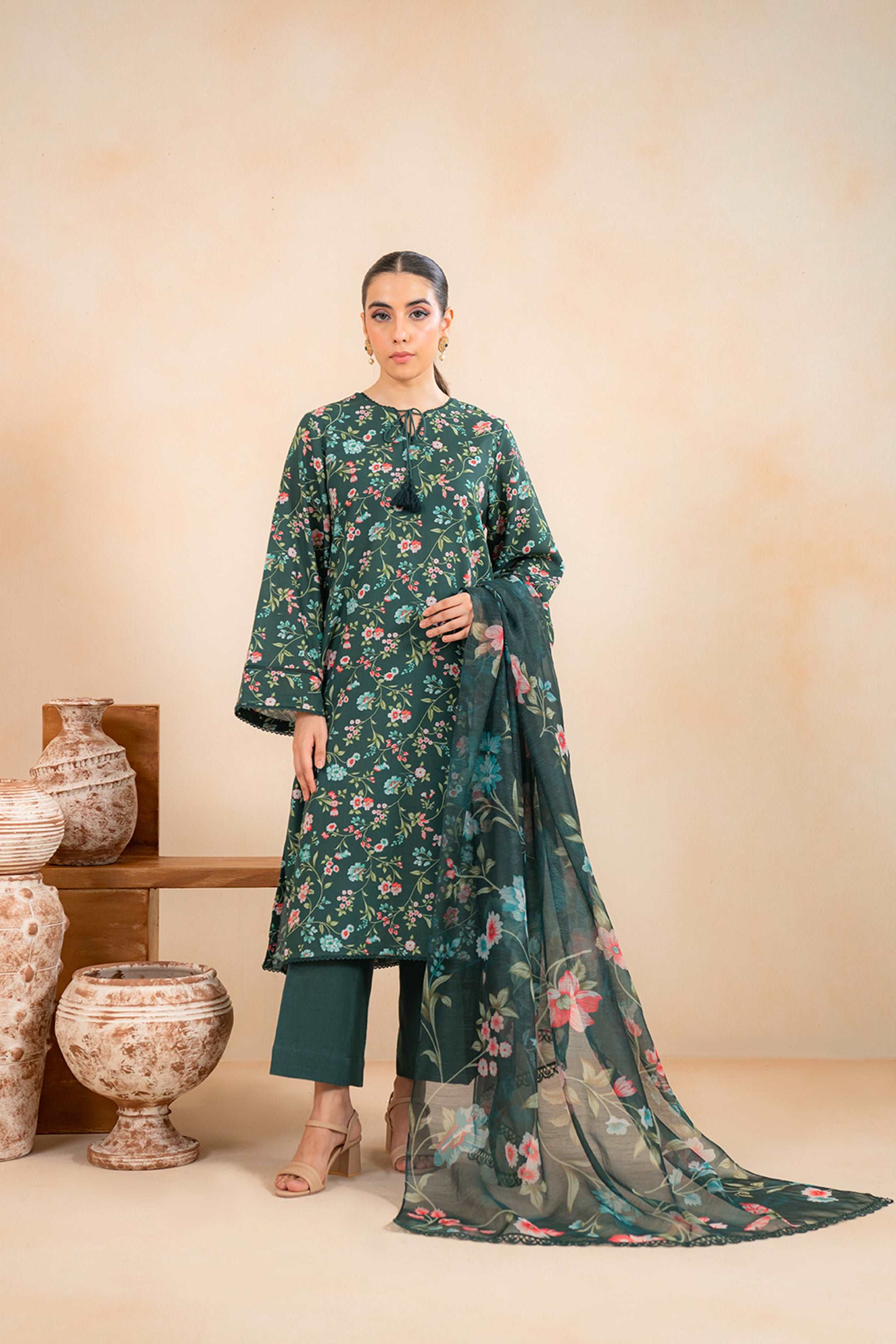 2 Piece Printed Khaddar Suit Unstitched Winter-24