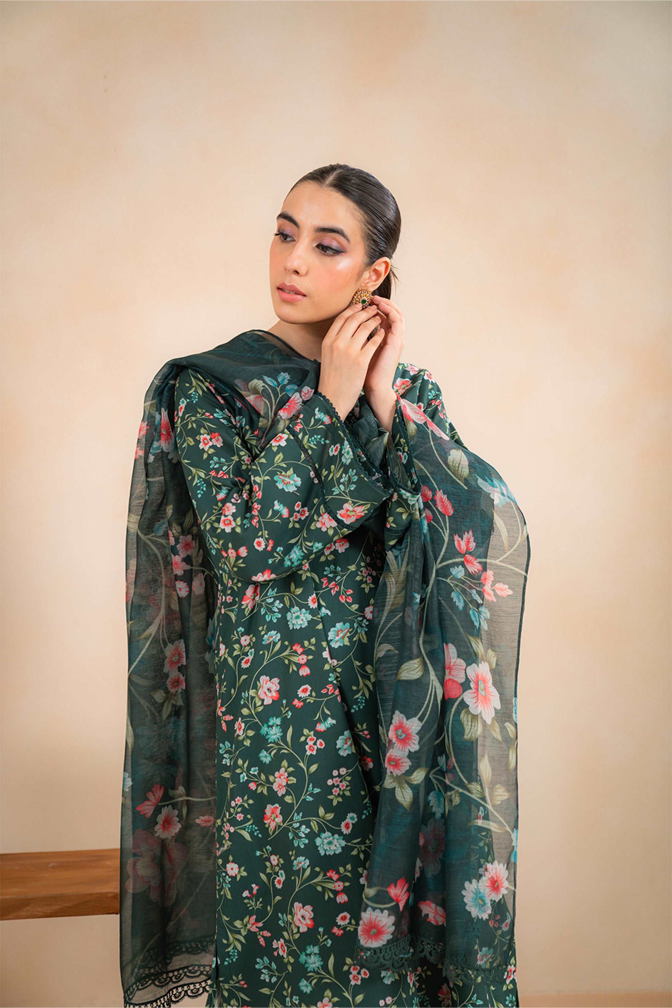 2 Piece Printed Khaddar Suit Unstitched Winter-24