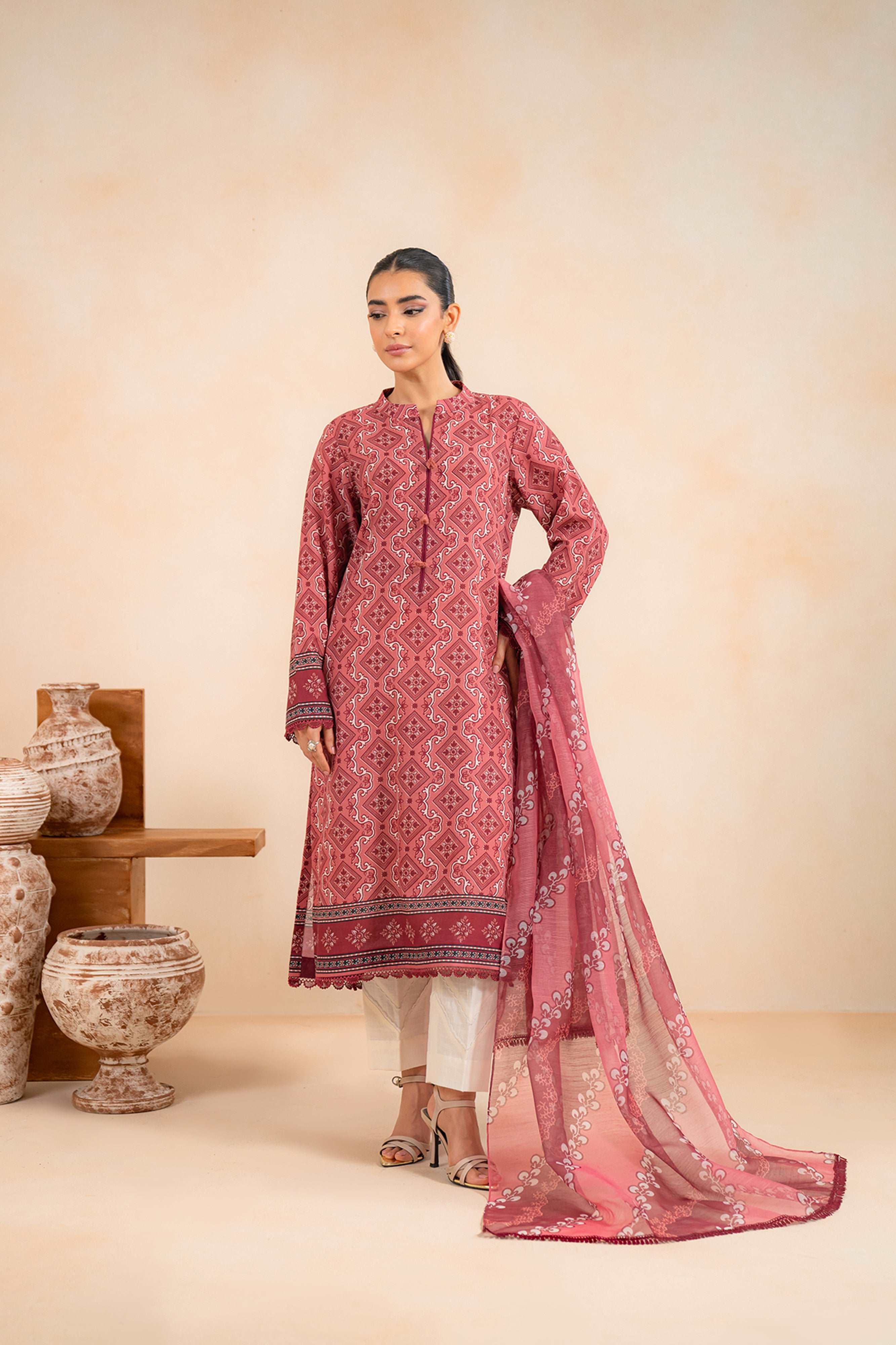 2 Piece Printed Khaddar Suit Unstitched Winter-24