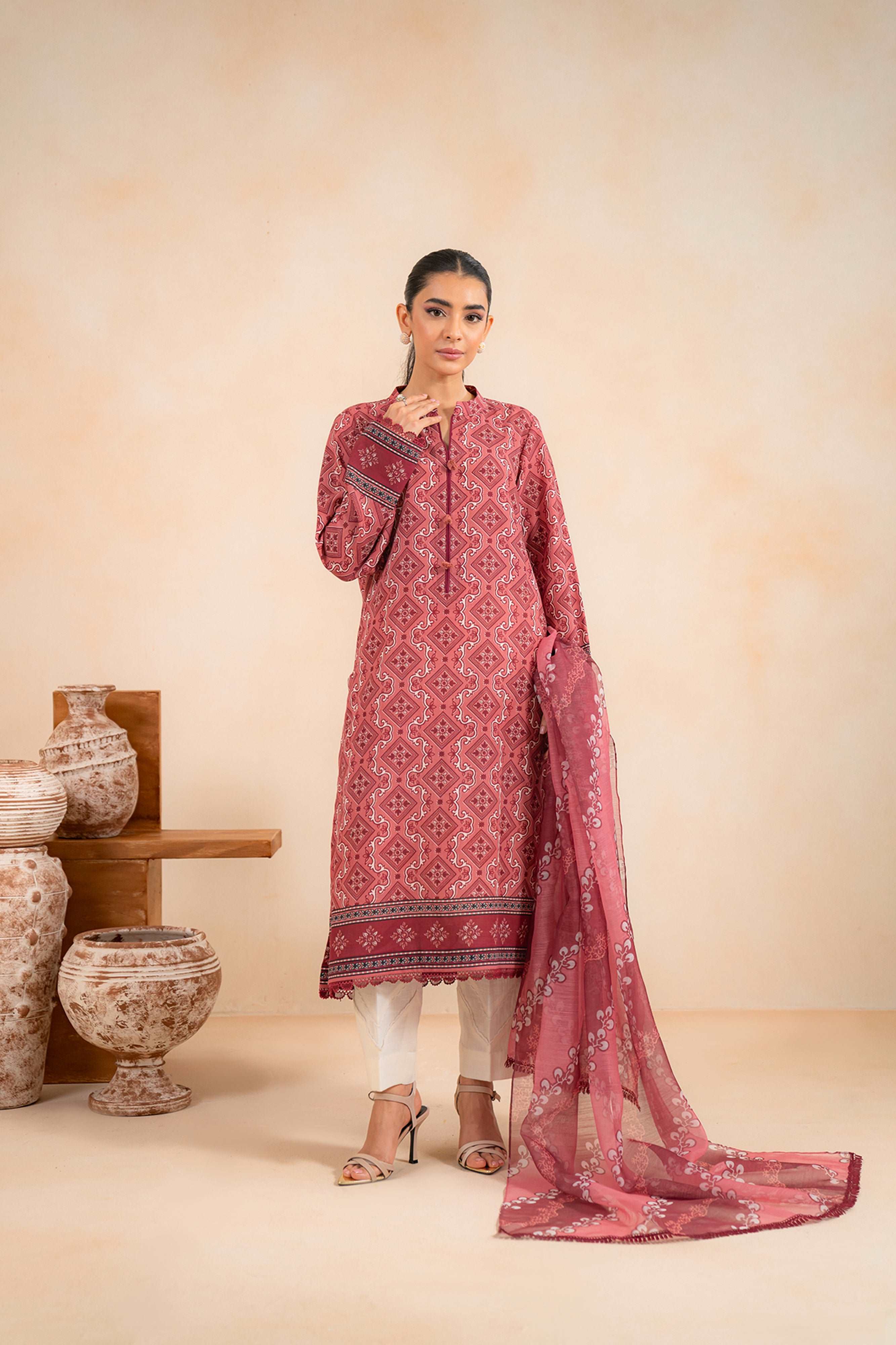 2 Piece Printed Khaddar Suit Unstitched Winter-24