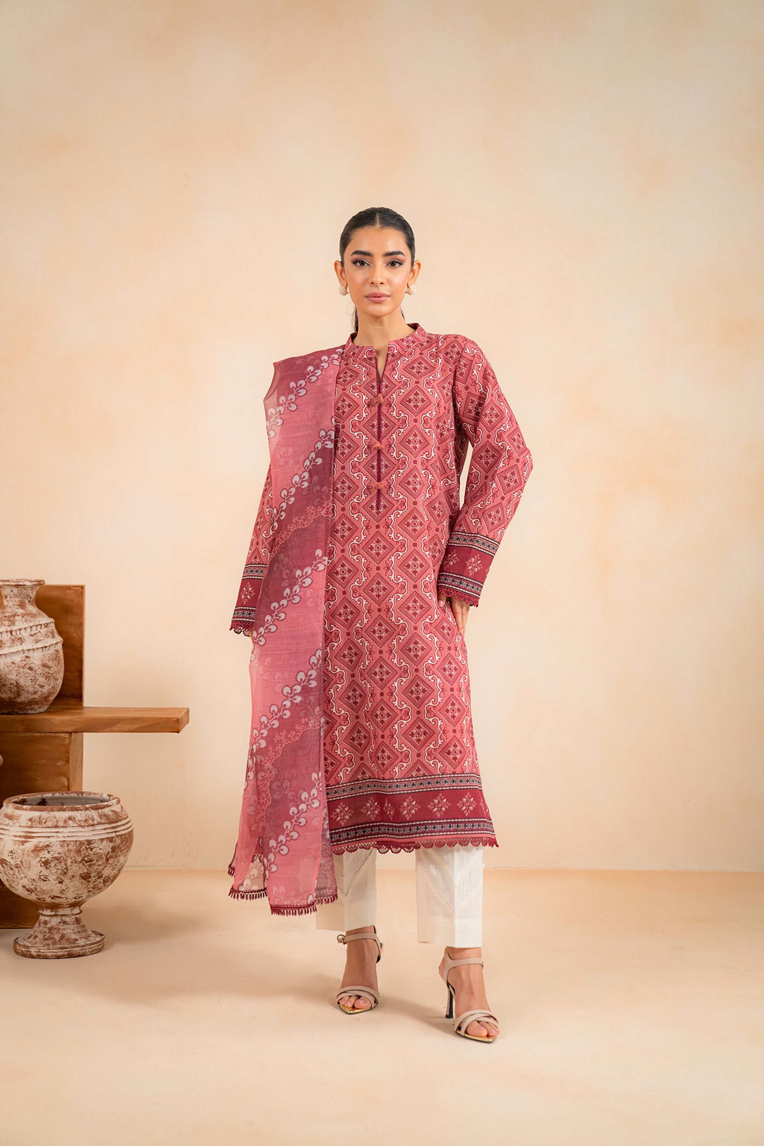 2 Piece Printed Khaddar Suit Unstitched Winter-24