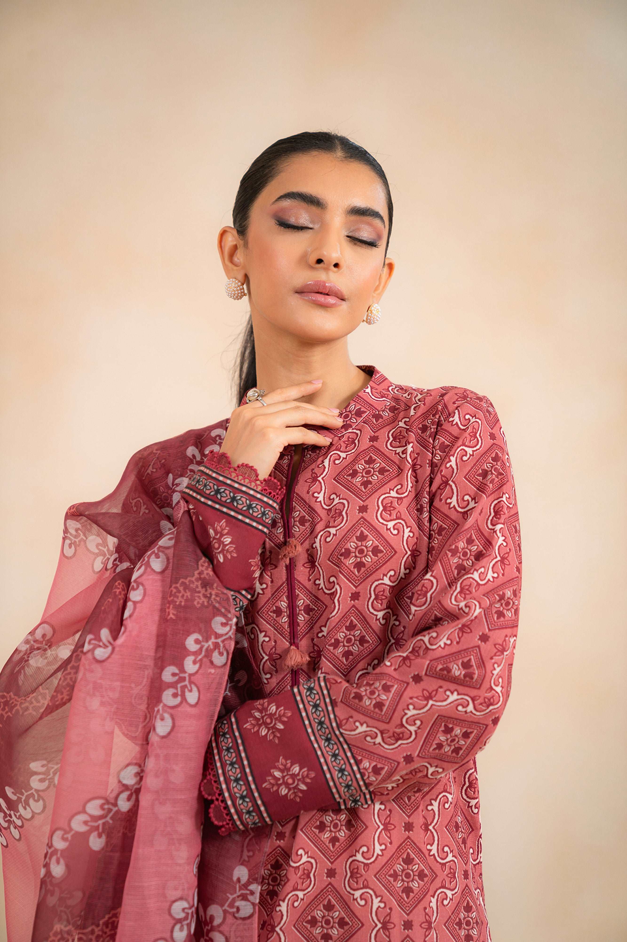 2 Piece Printed Khaddar Suit Unstitched Winter-24