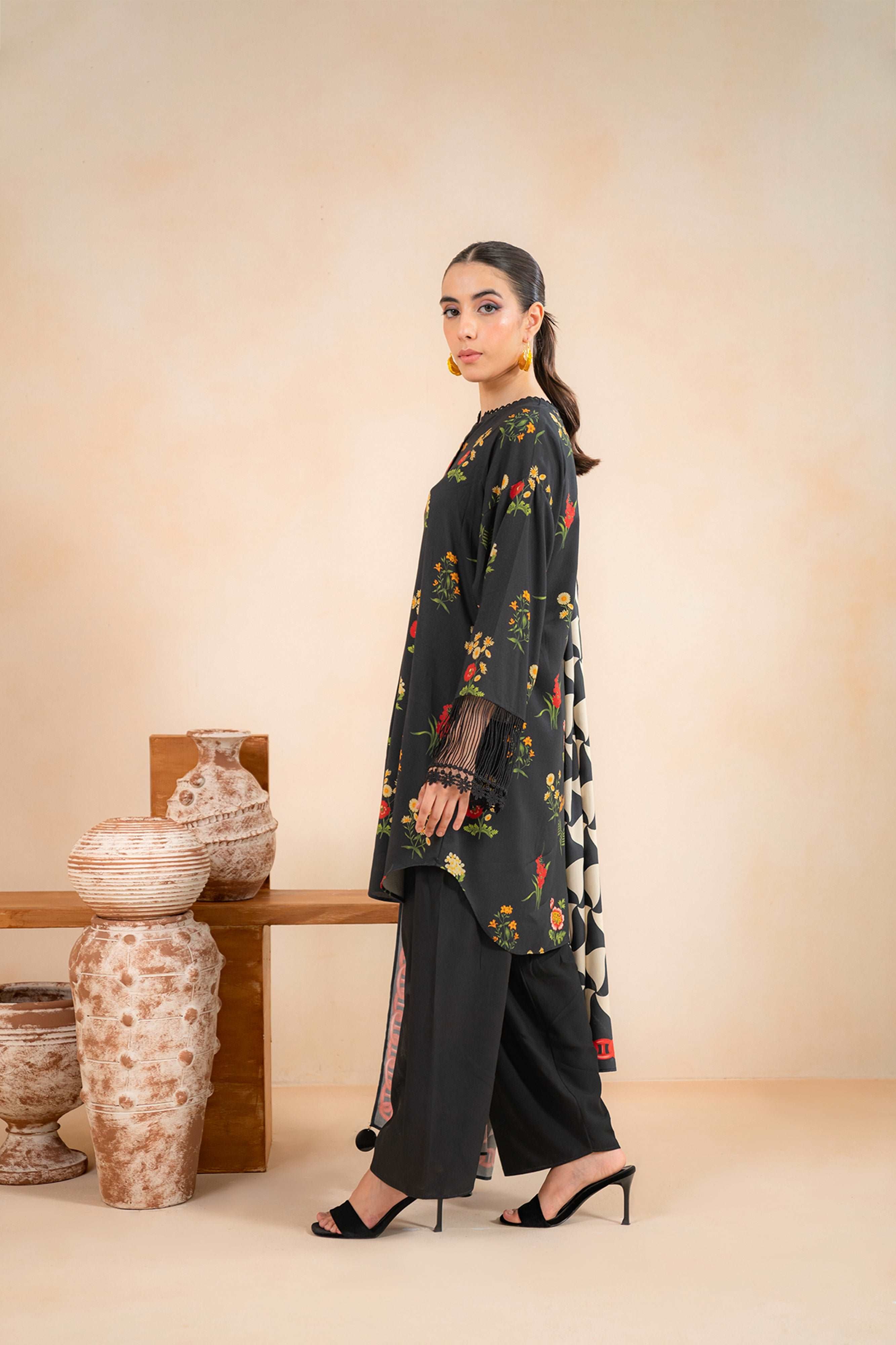 2 Piece Printed Linen Suit Unstitched Winter-24