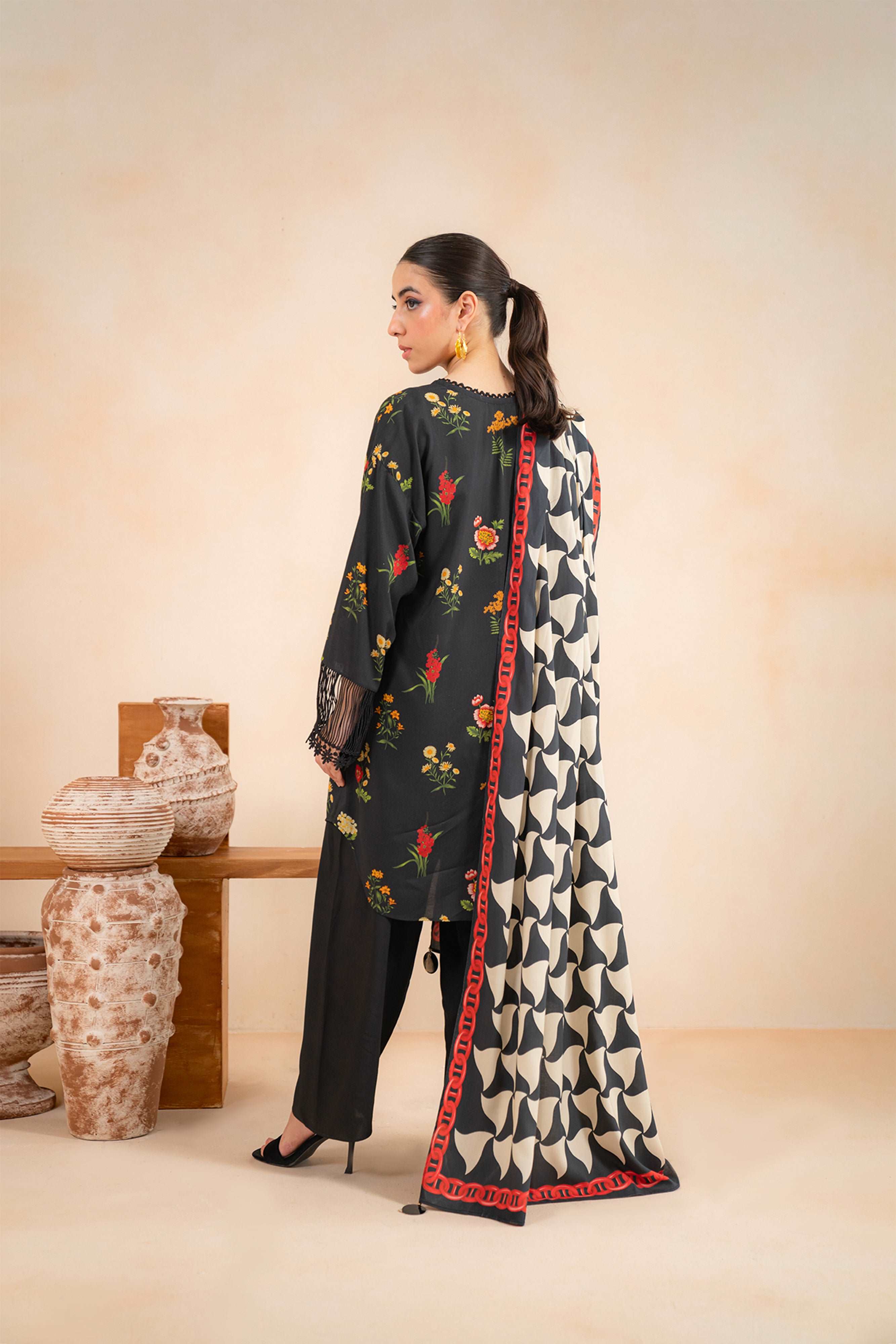 2 Piece Printed Linen Suit Unstitched Winter-24