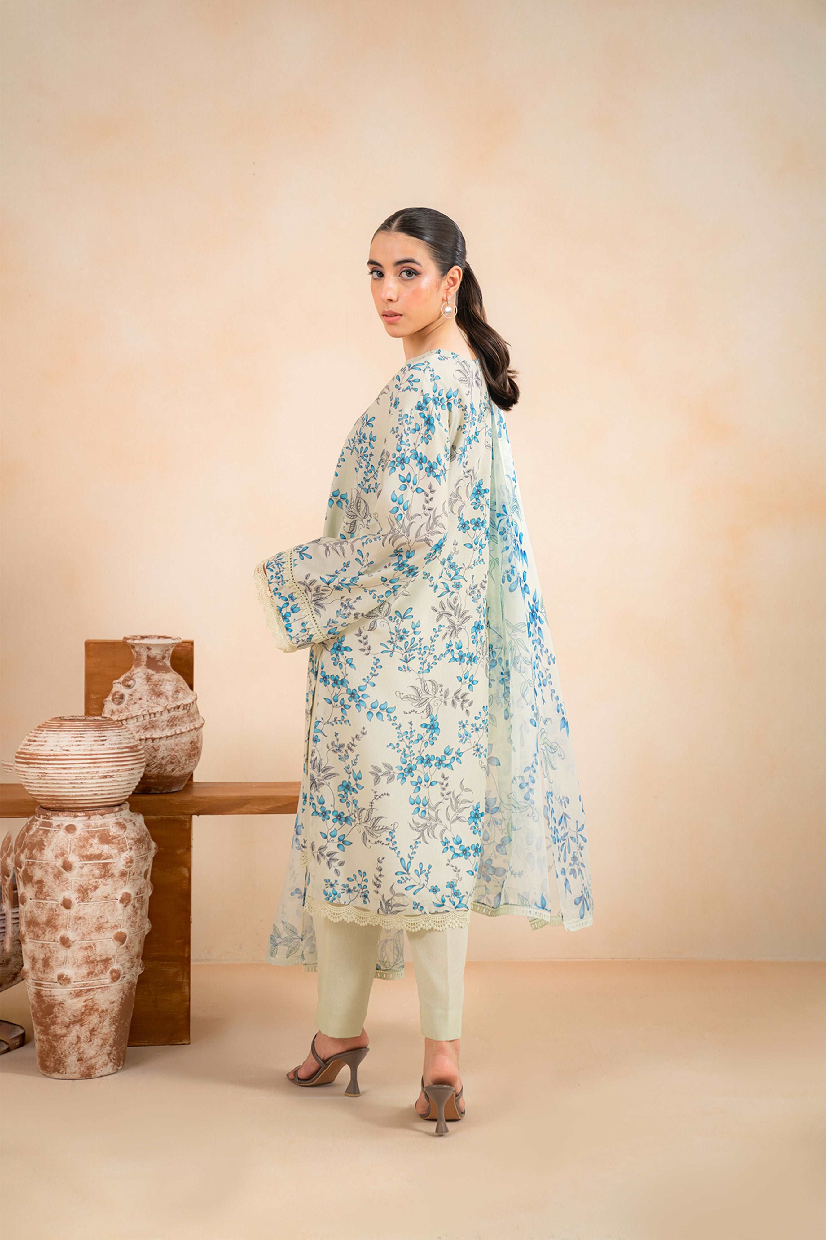 3 Piece Printed Linen Suit Unstitched Winter-24