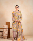 3 Piece Printed Linen Suit Unstitched Winter-24