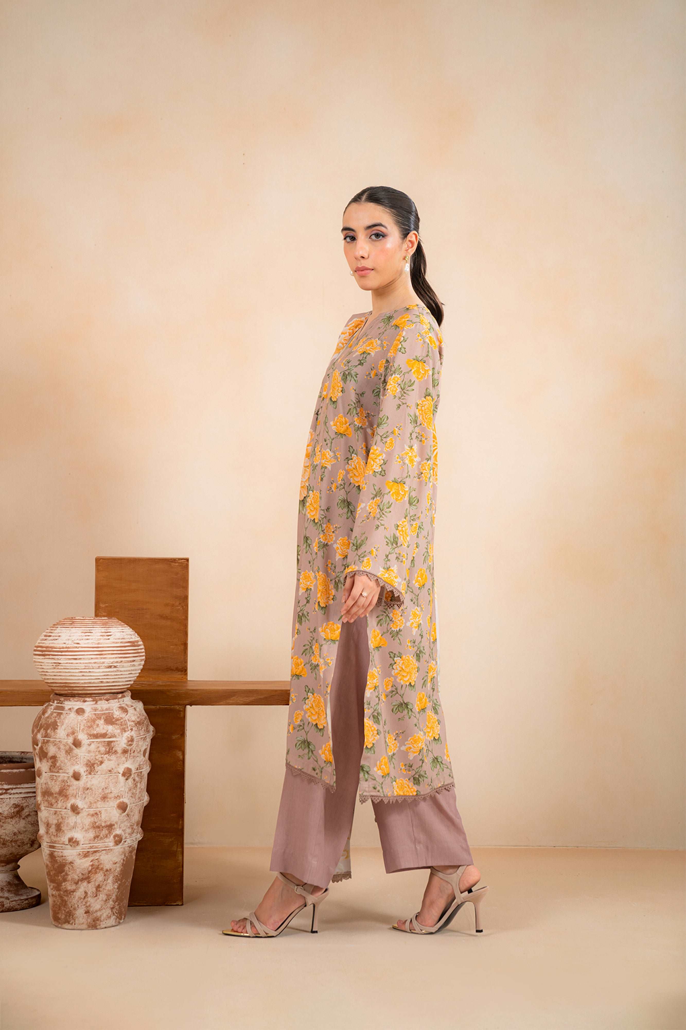 3 Piece Printed Linen Suit Unstitched Winter-24