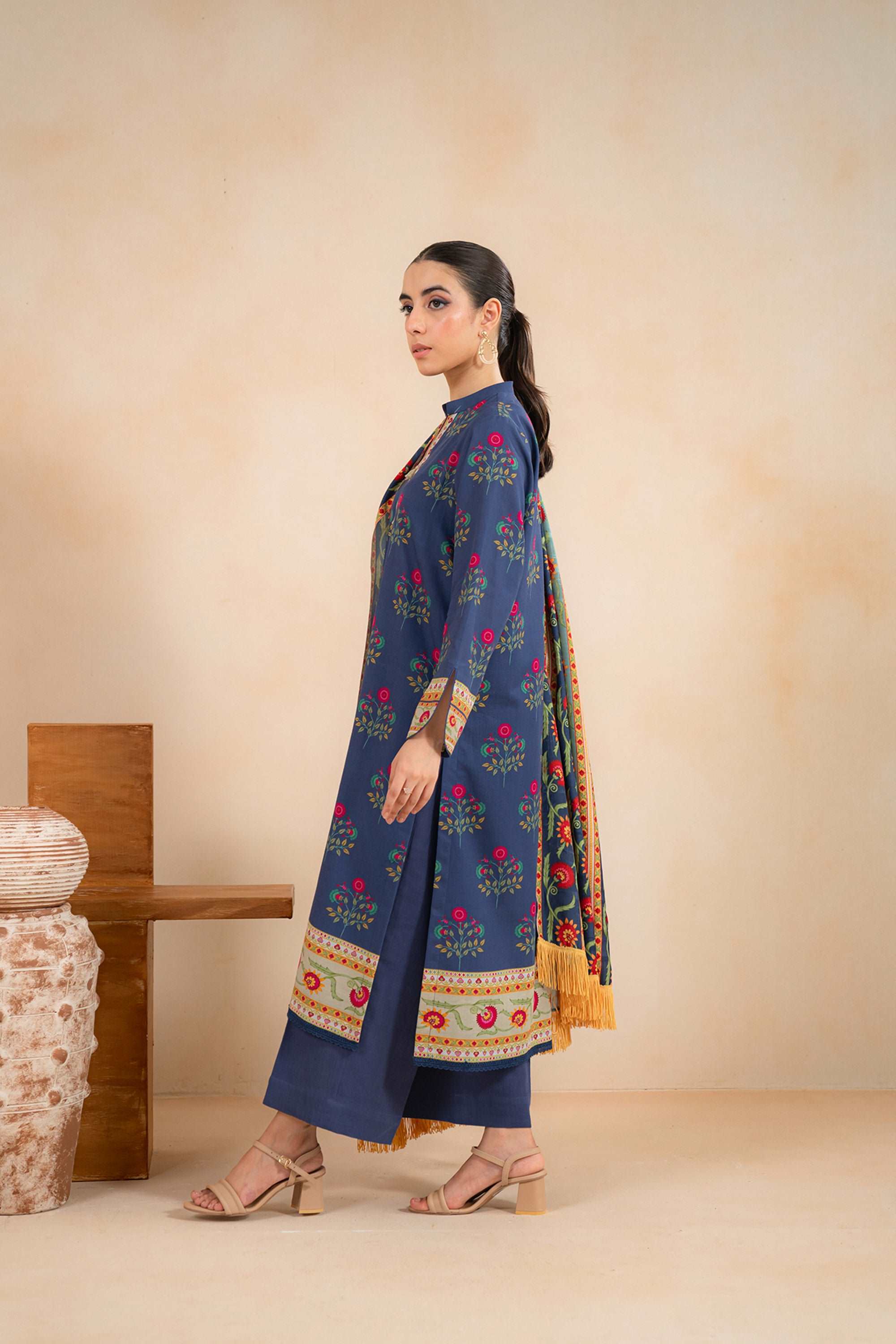 3 Piece Printed Khaddar Suit Unstitched Winter-24