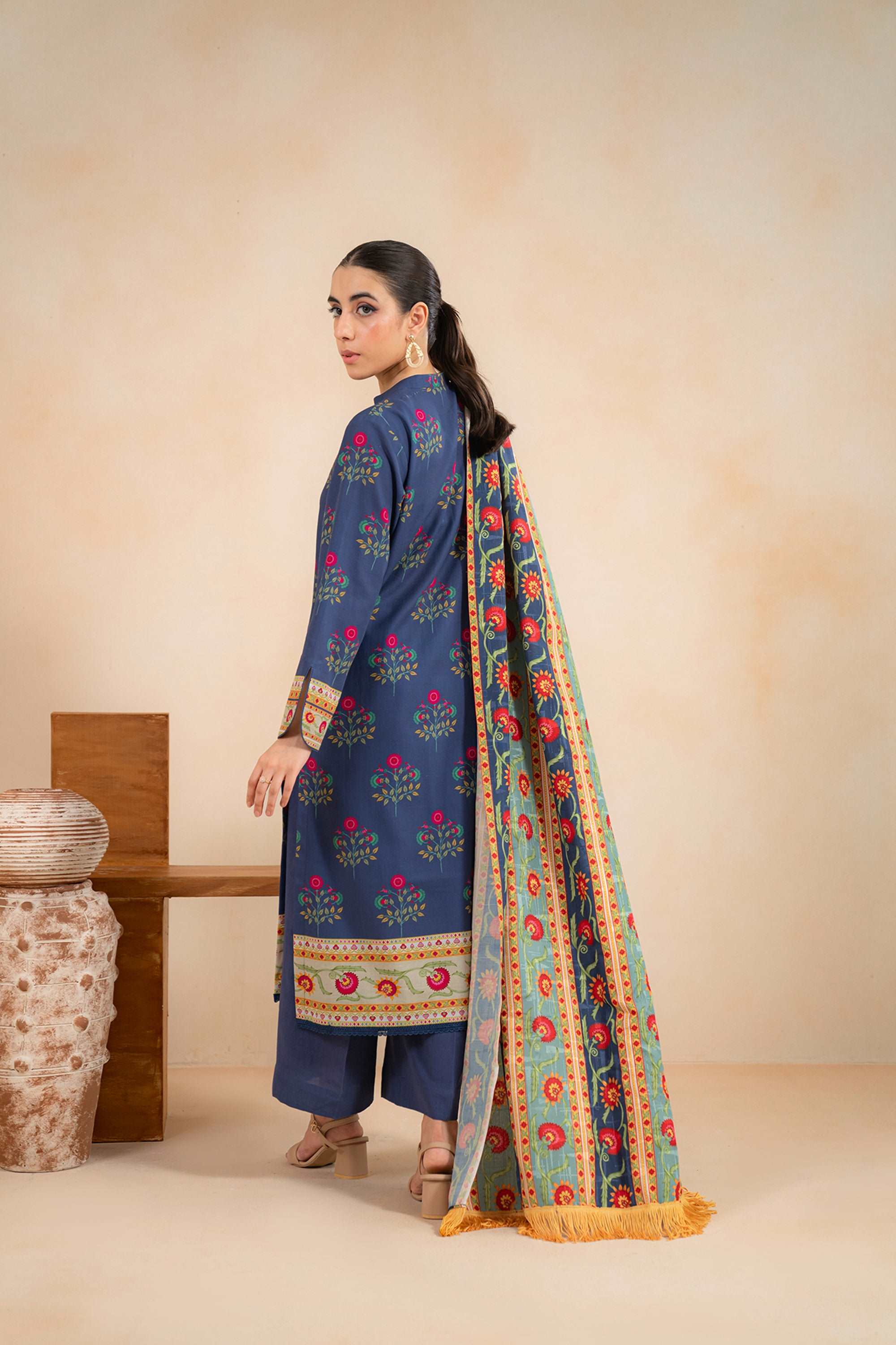 3 Piece Printed Khaddar Suit Unstitched Winter-24