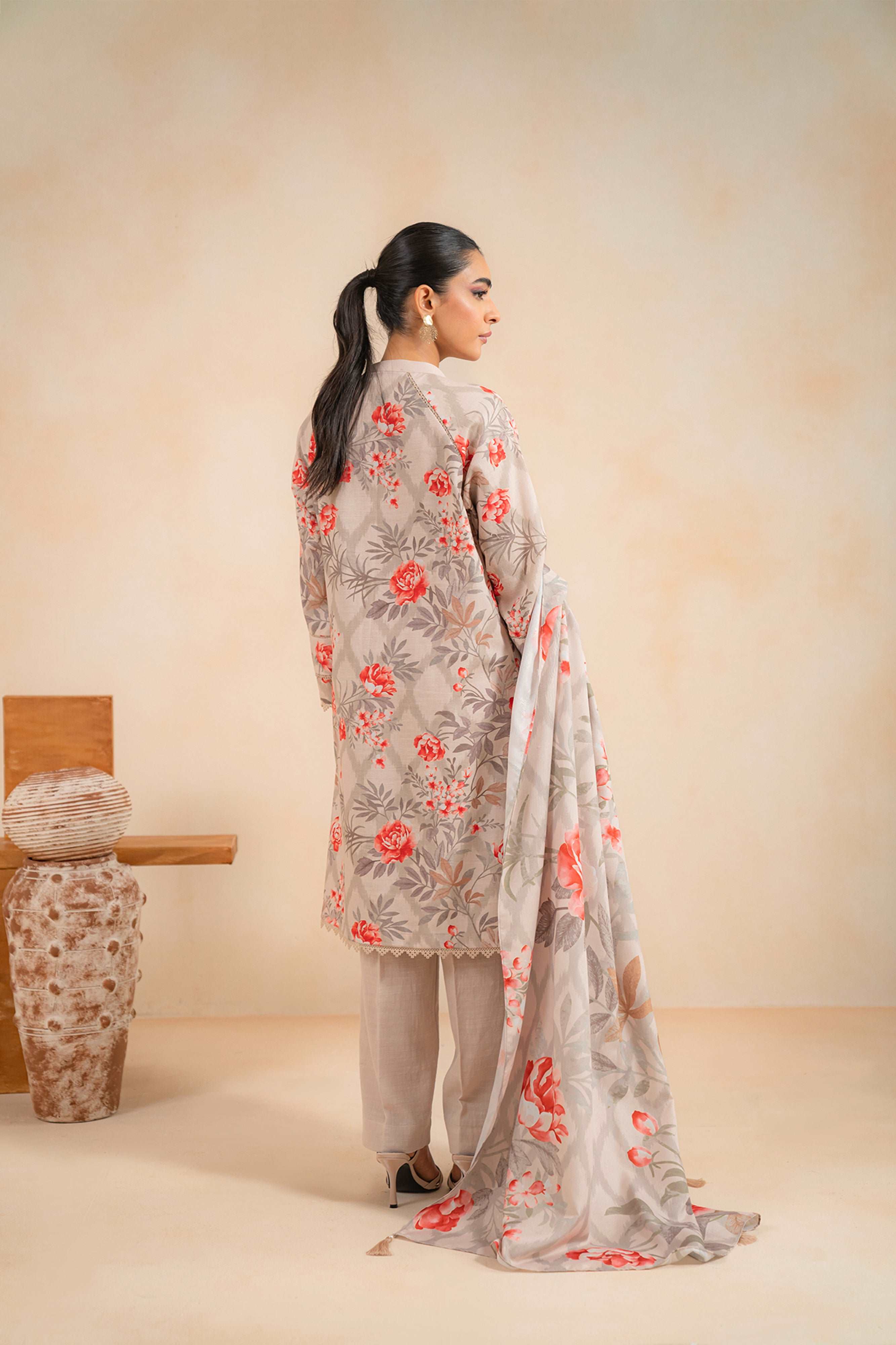 3 Piece Printed Khaddar Suit Unstitched Winter-24