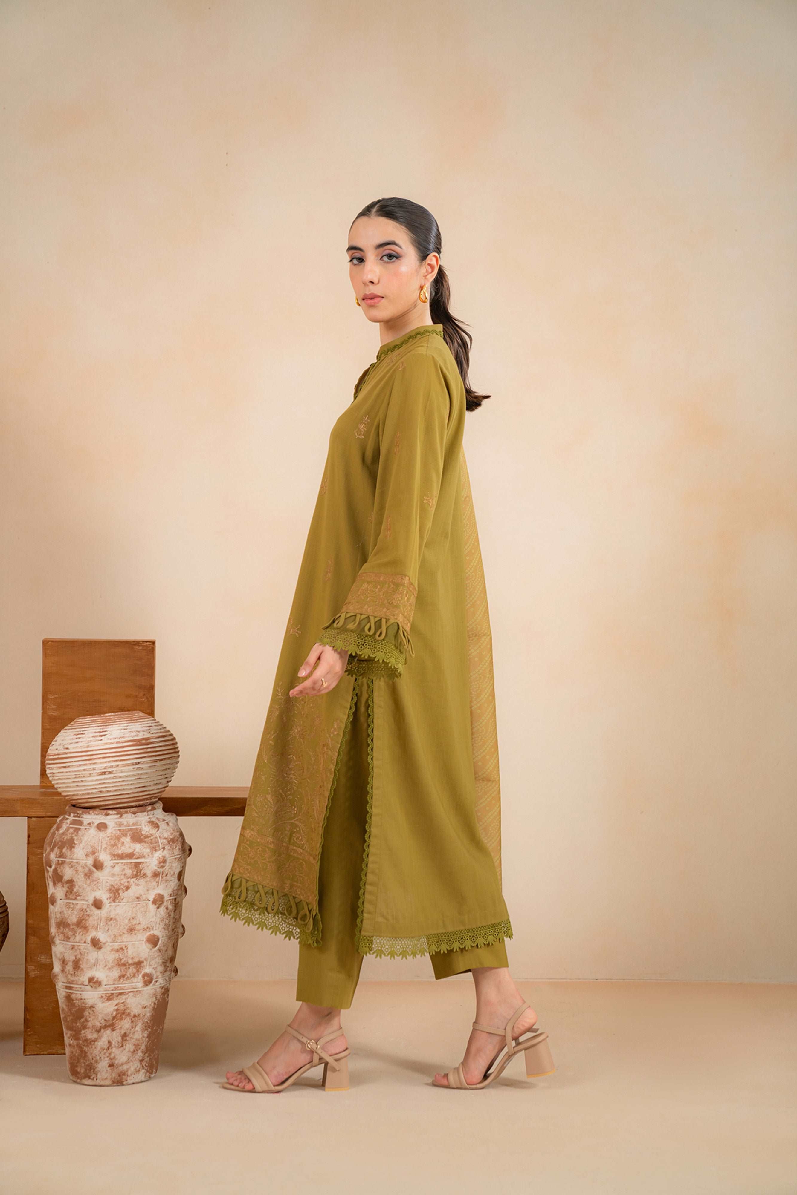 3 Piece Embroidered Khaddar Suit Unstitched Winter-24