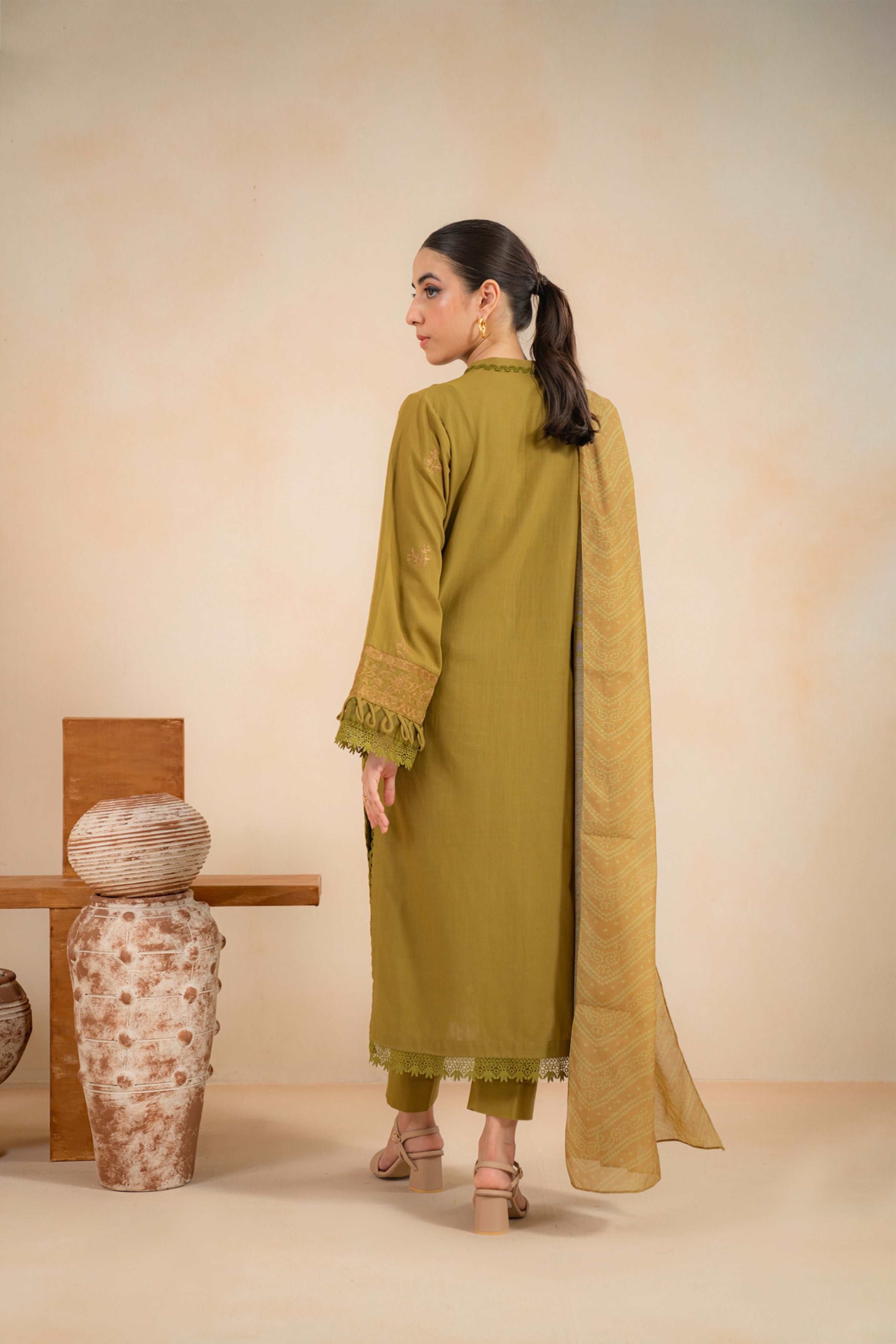 3 Piece Embroidered Khaddar Suit Unstitched Winter-24