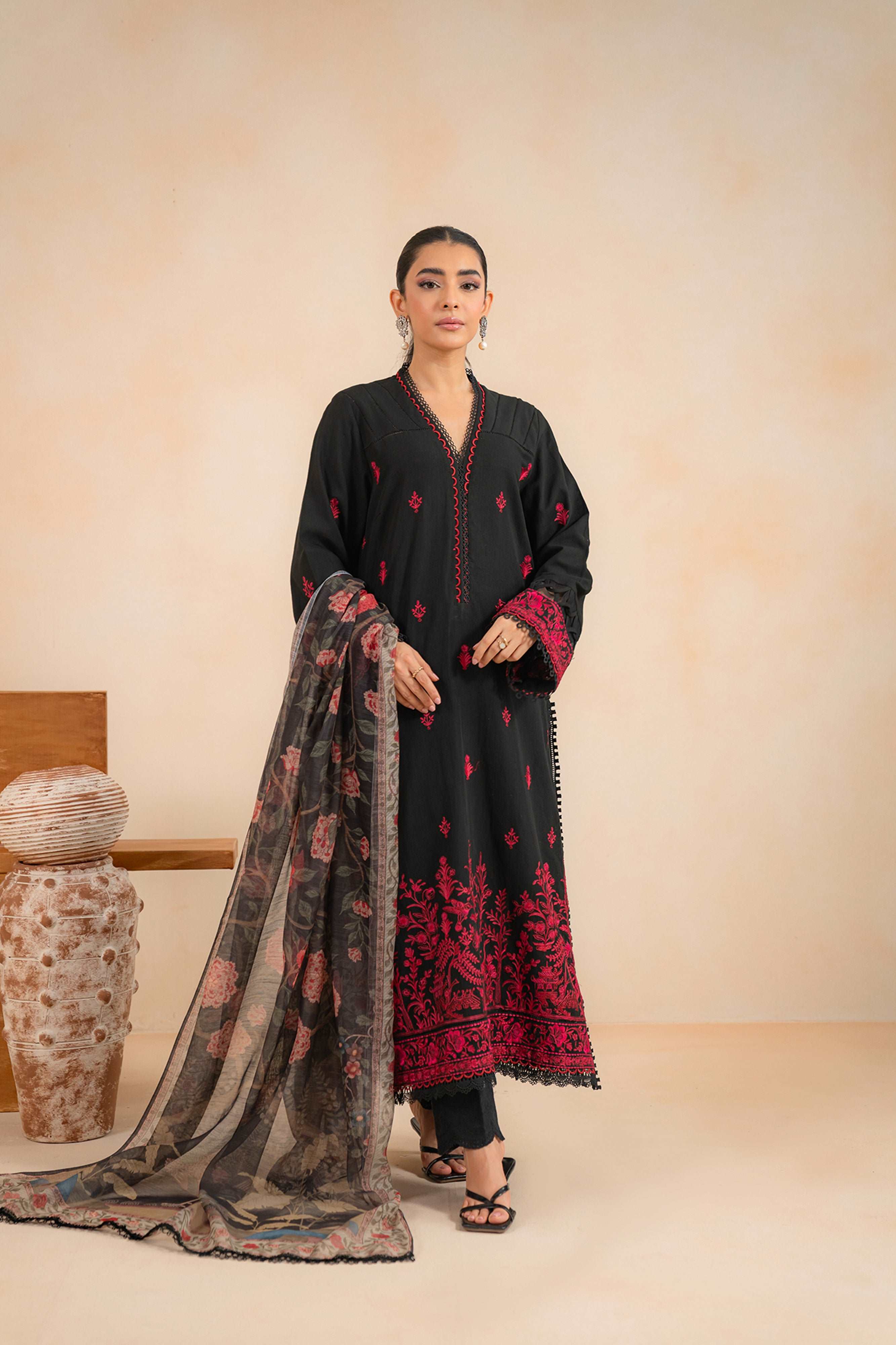 3 Piece Embroidered Khaddar Suit Beyond East Official