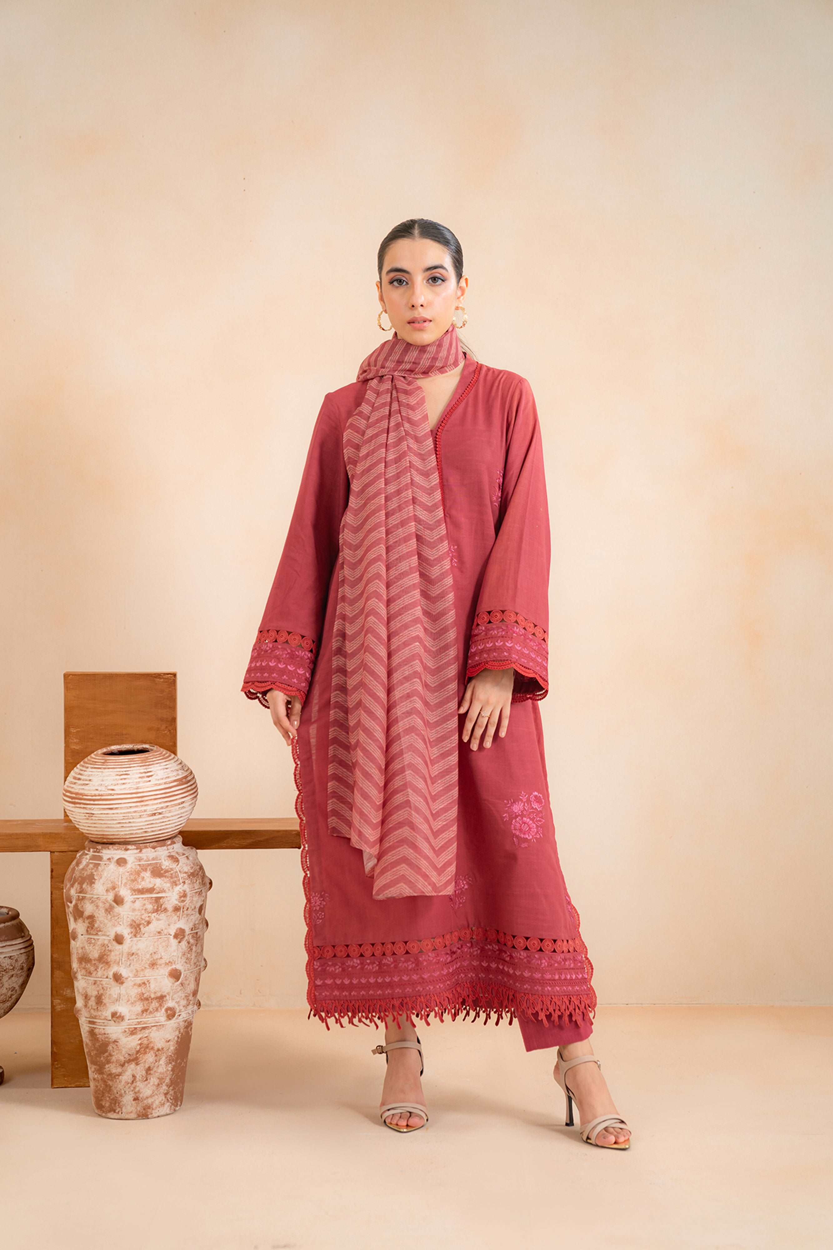 3 Piece Embroidered Khaddar Suit Unstitched Winter-24