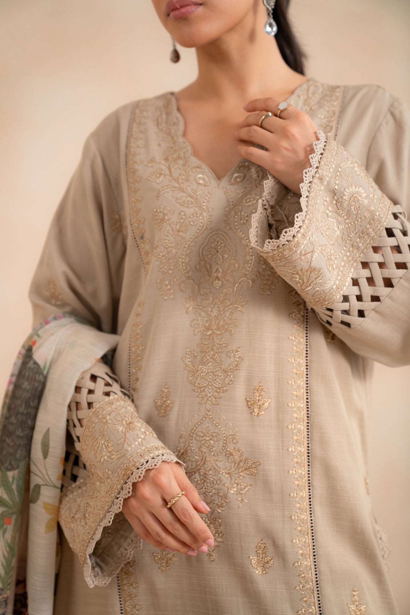 3 Piece  Khaddar Suit Unstitched Winter-24