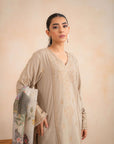 3 Piece  Khaddar Suit Unstitched Winter-24