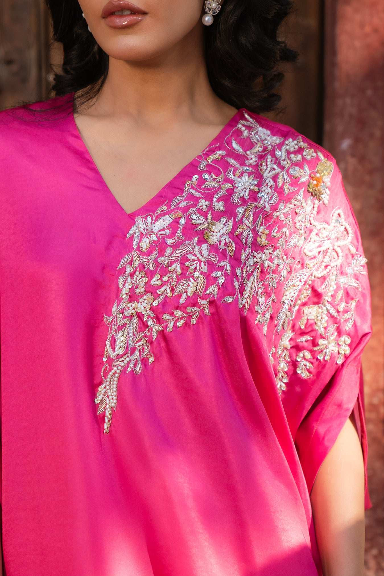 1 Piece Embroidered Silk Kaftan