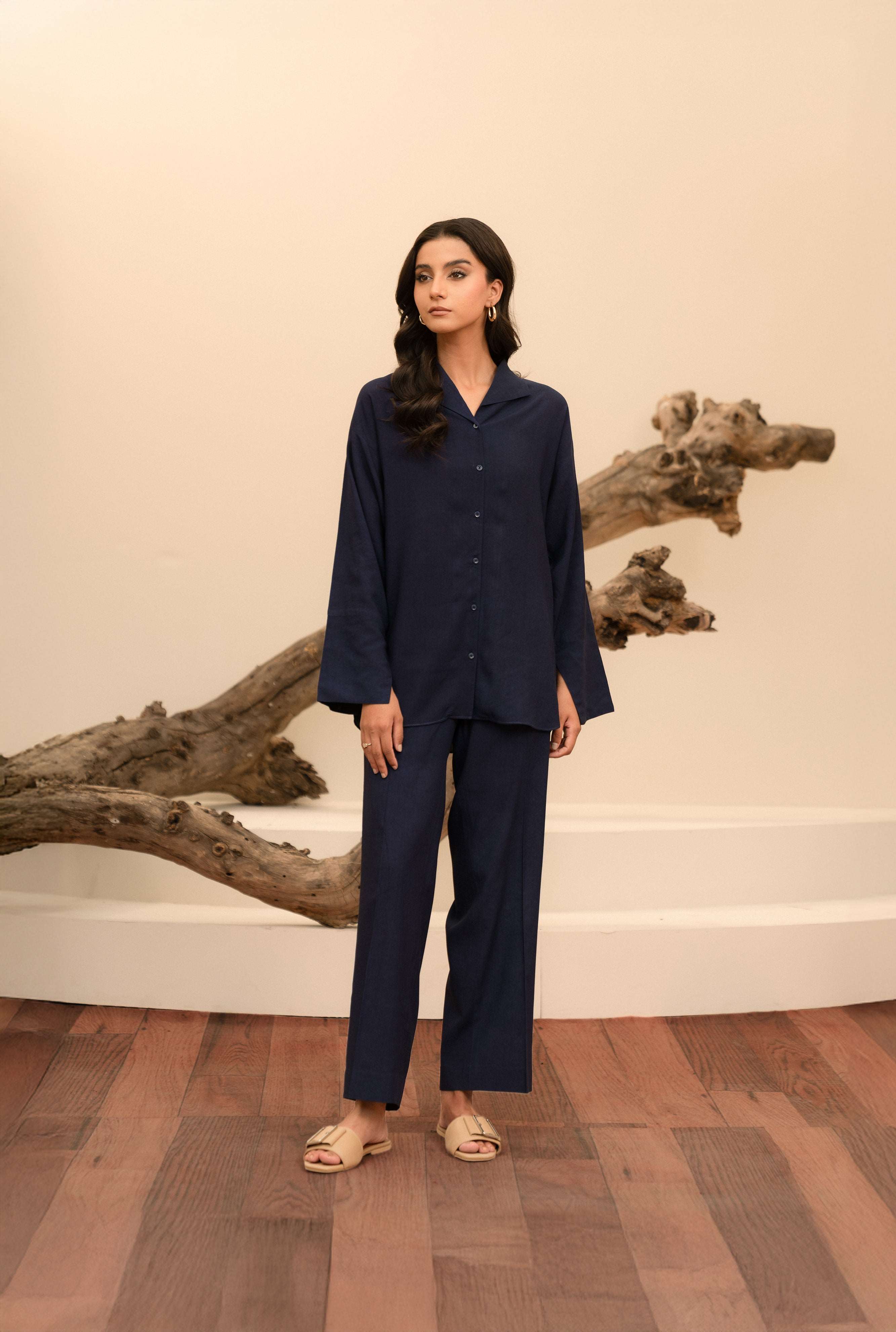 1 Piece Solid Linen Shirt Pret Winter-24