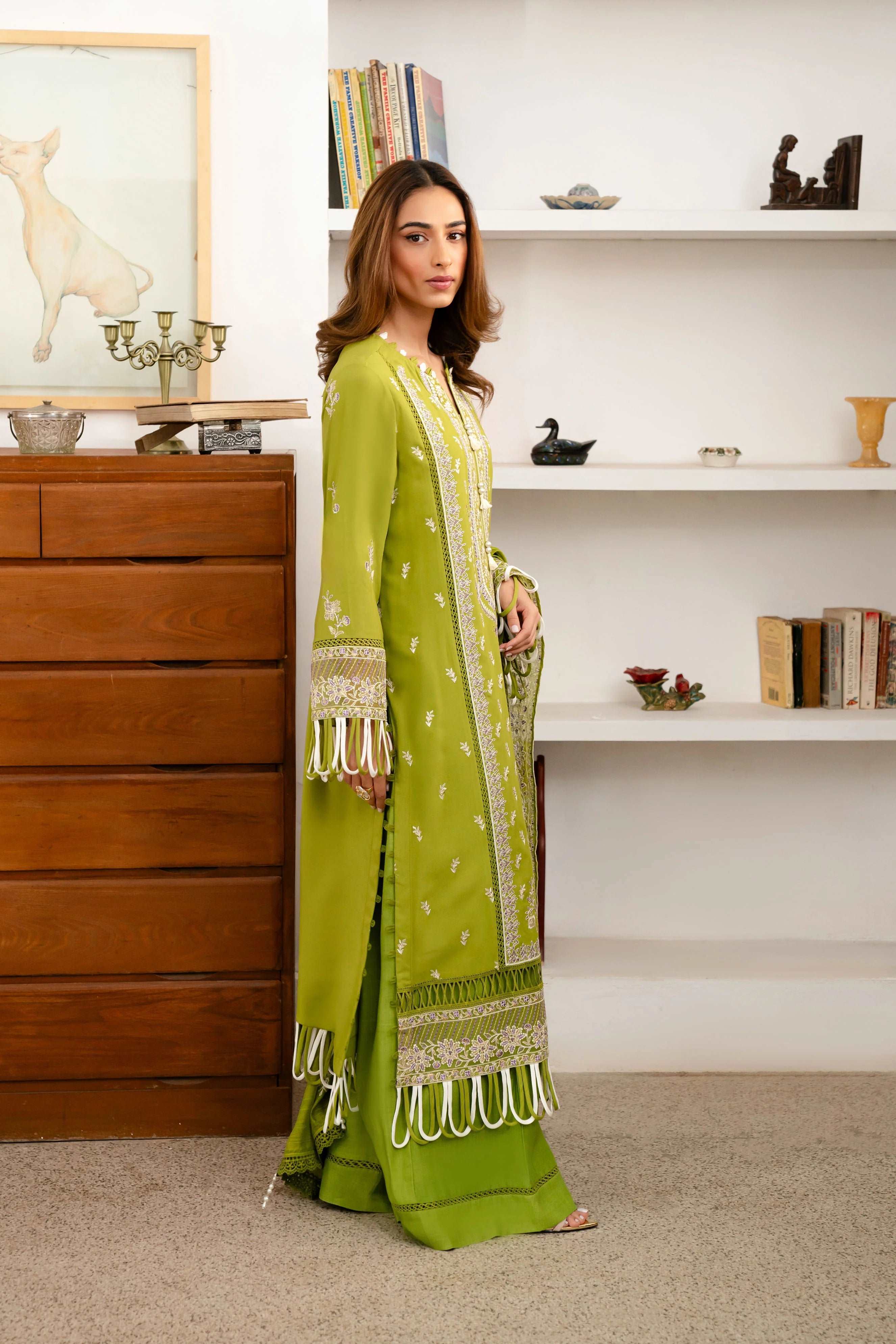 3 Piece Embroidered Linen Suit Unstitched Winter-24