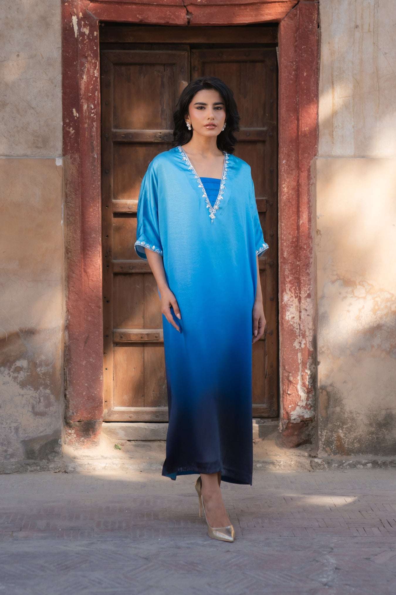 1 Piece Embroidered Silk Kaftan