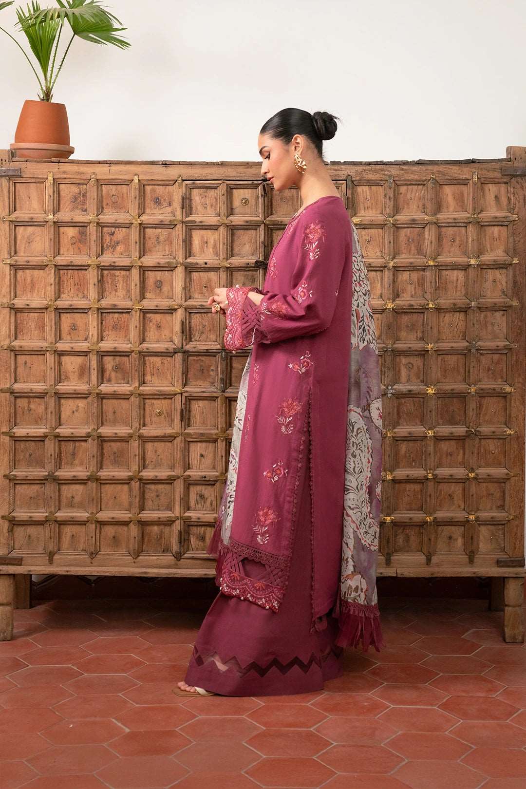 3 Piece Embroidered Karandi Suit Unstitched Winter-24