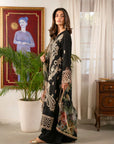 3 Piece Embroidered Raw Silk Suit