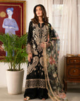 3 Piece Embroidered Raw Silk Suit