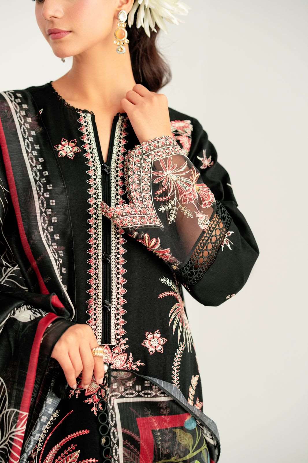 3 Piece Embroidered Khaddar Suit Unstitched Winter-24