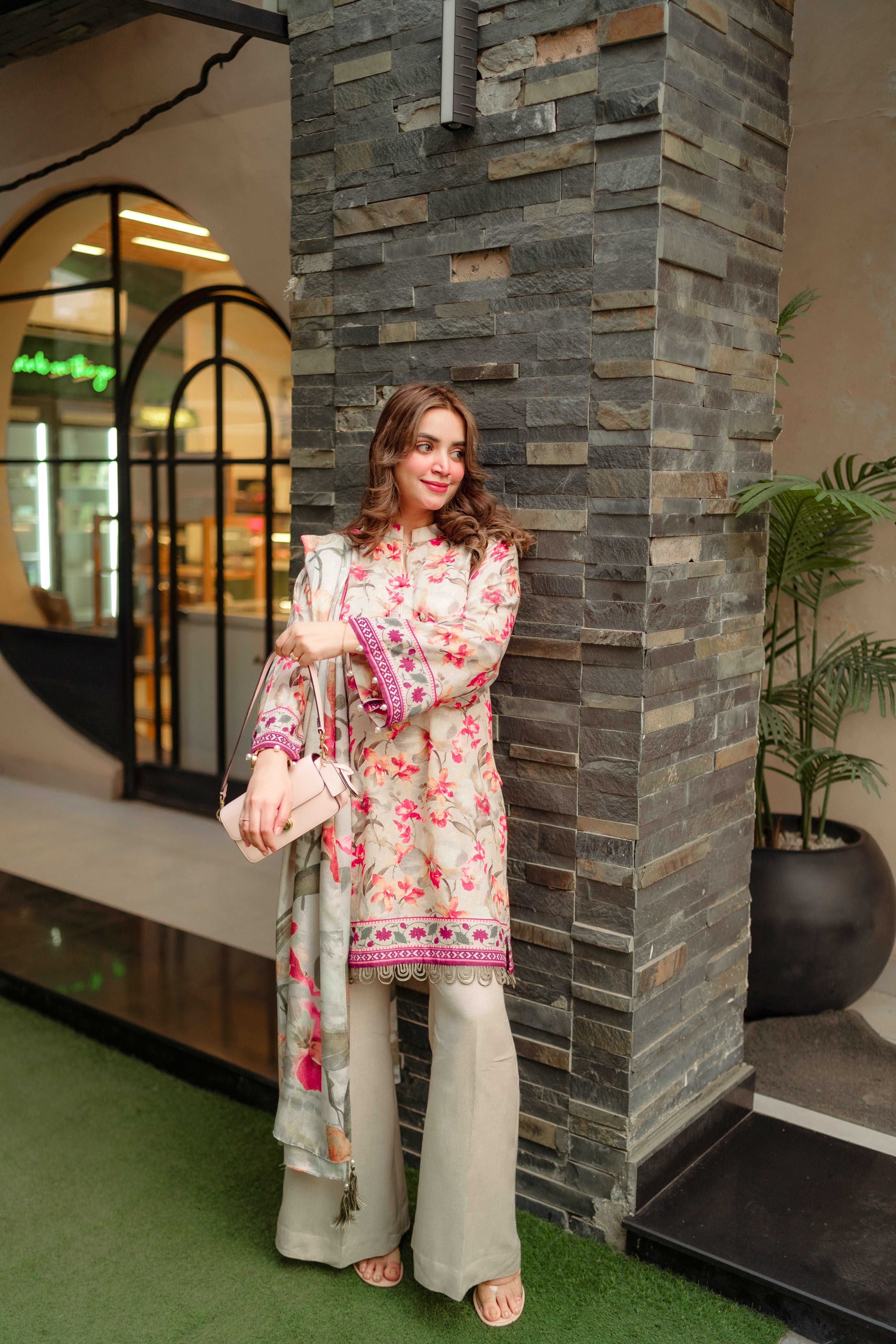 3 Piece Printed Karandi Suit Unstitched Winter-24