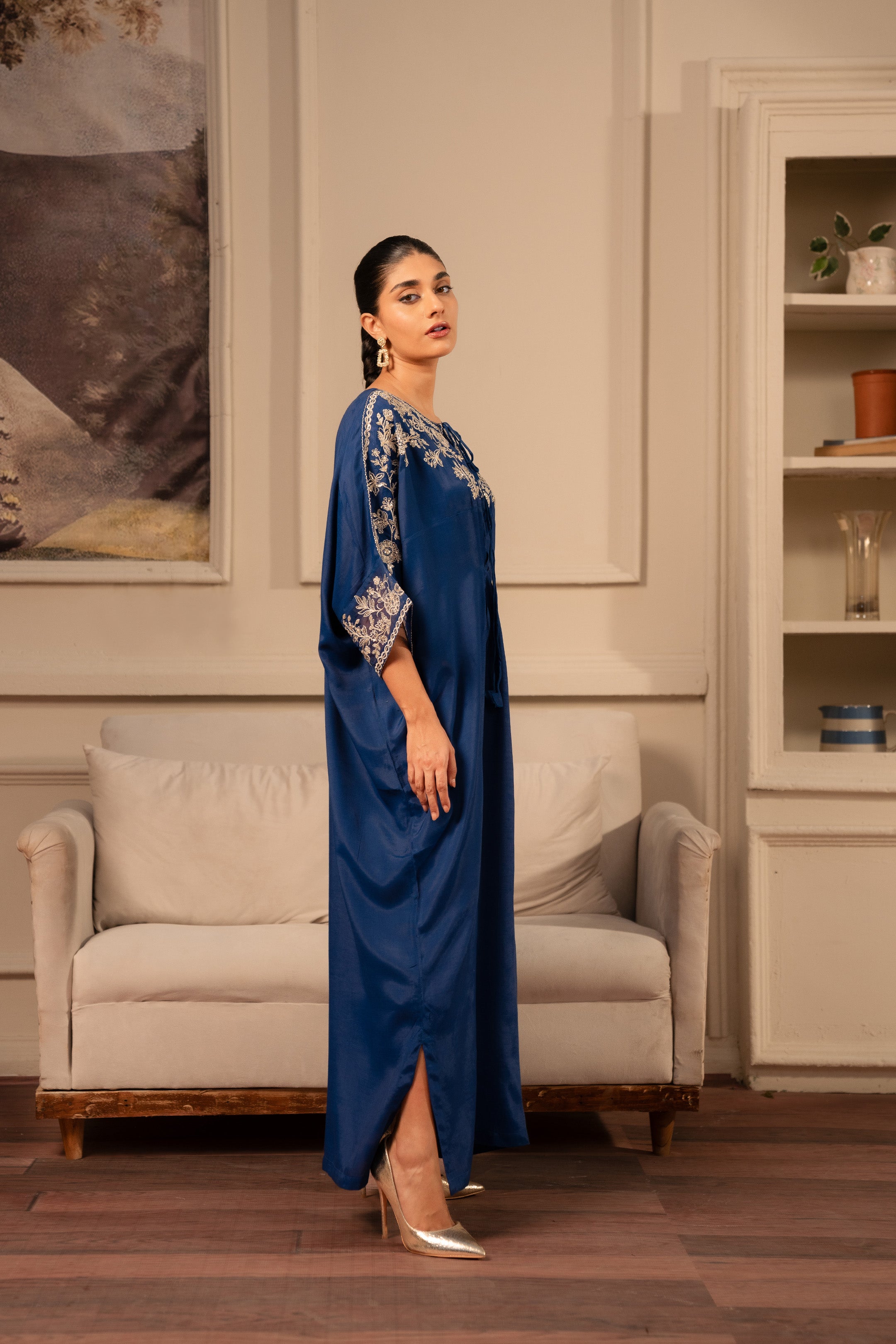 Silk Kaftan design Blue