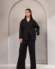 Solid Viscose Suit Black