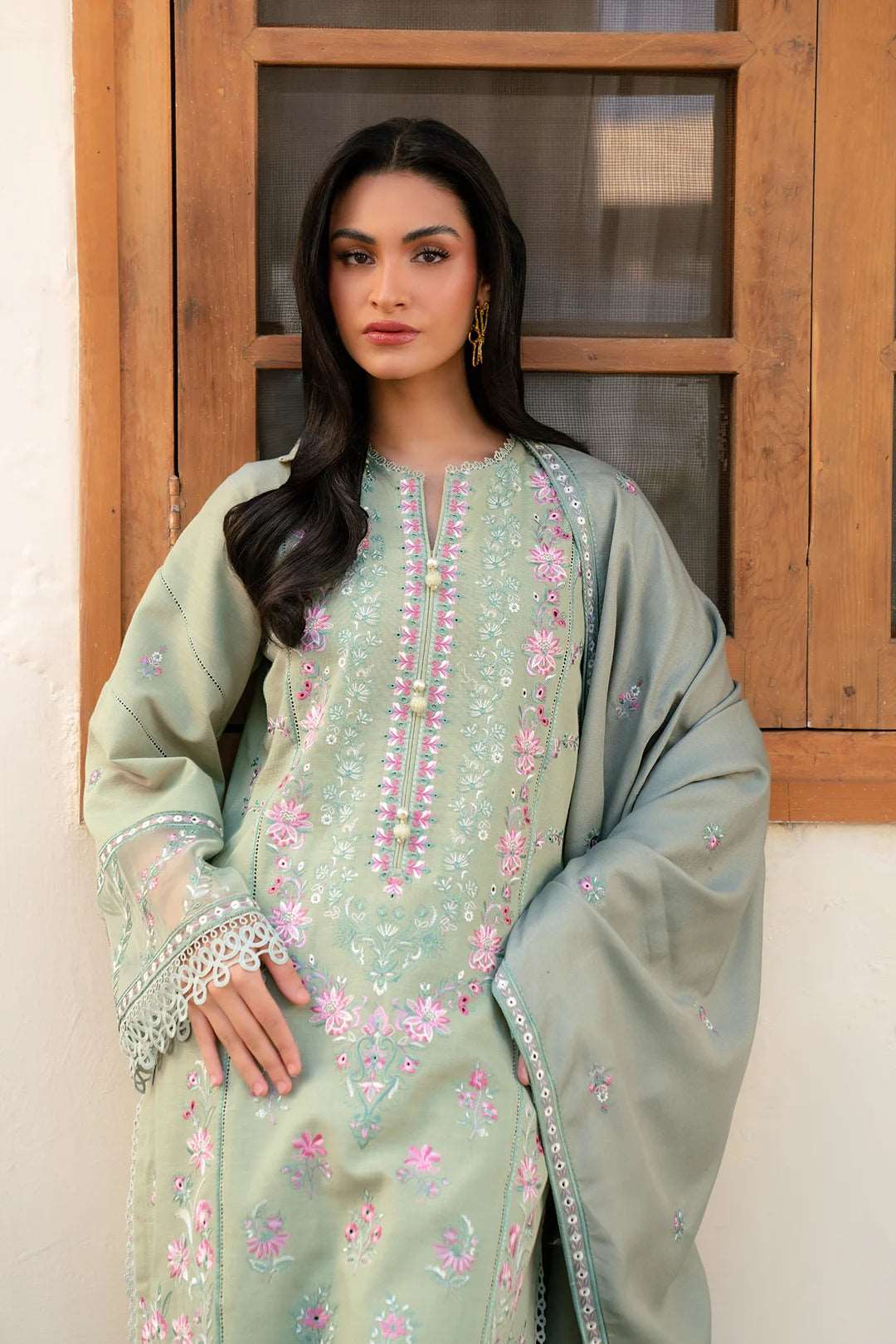 3 Piece Embroidered Khaddar Suit